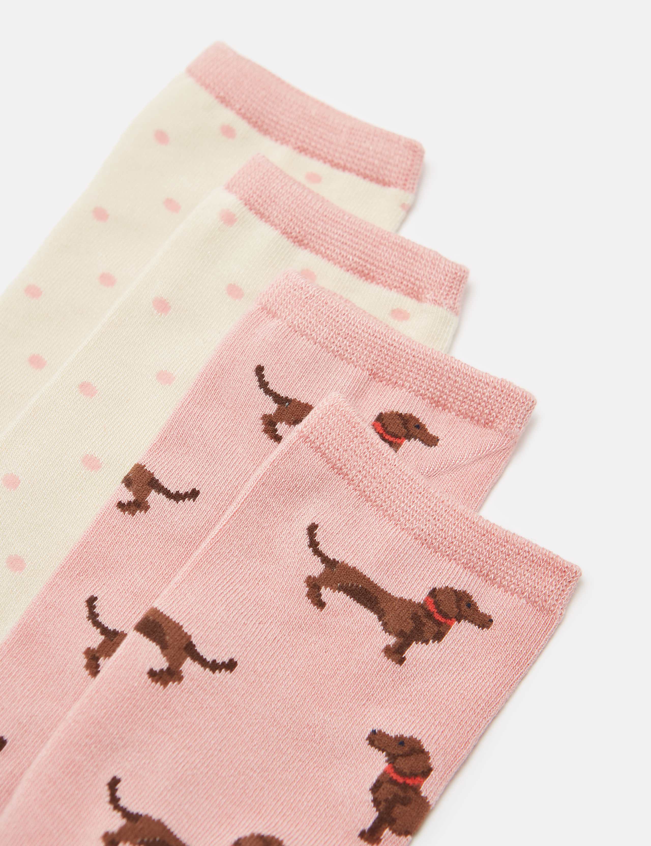 2pk Dog Pattern Ankle High Socks 2 of 3