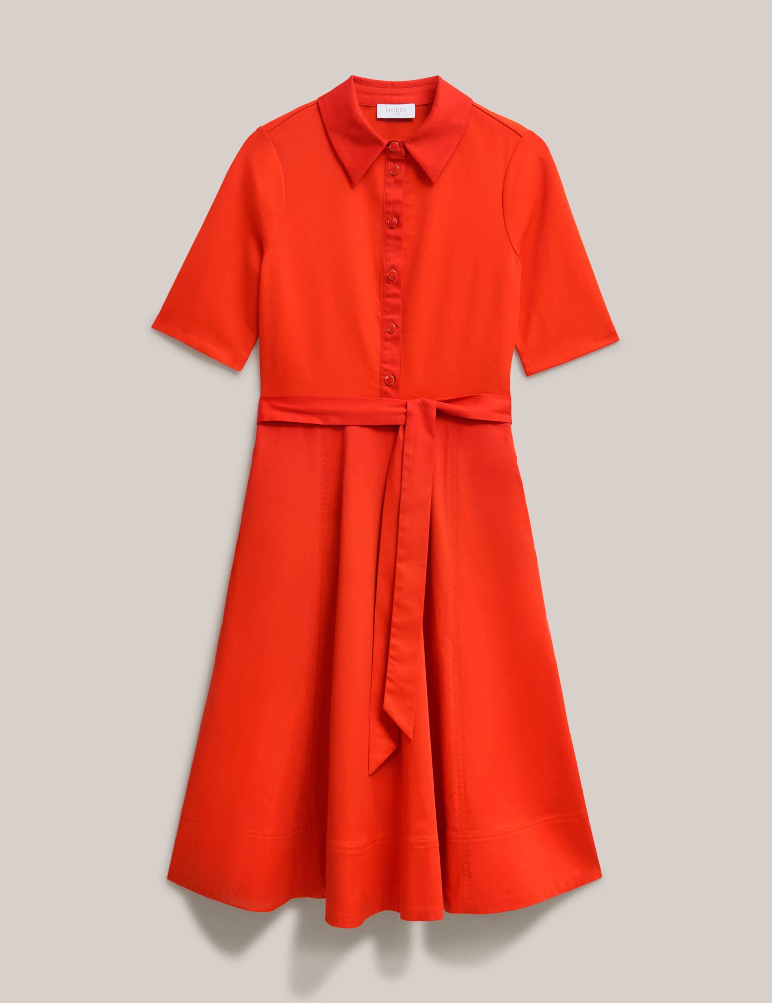 Cotton Rich Belted Knee Length Skater Dress 2 of 5