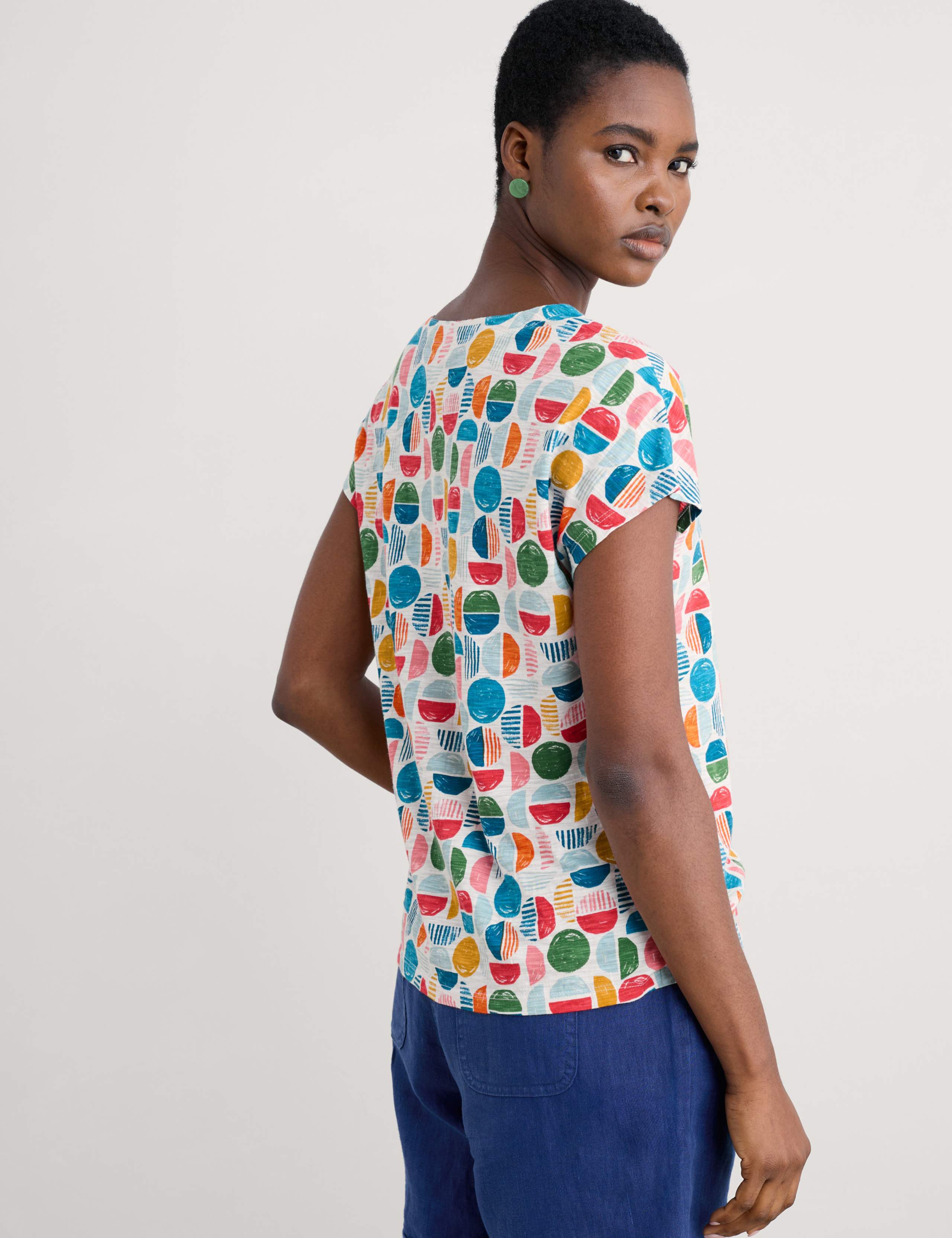 Pure Cotton Geometric V-Neck Relaxed Top 4 of 4