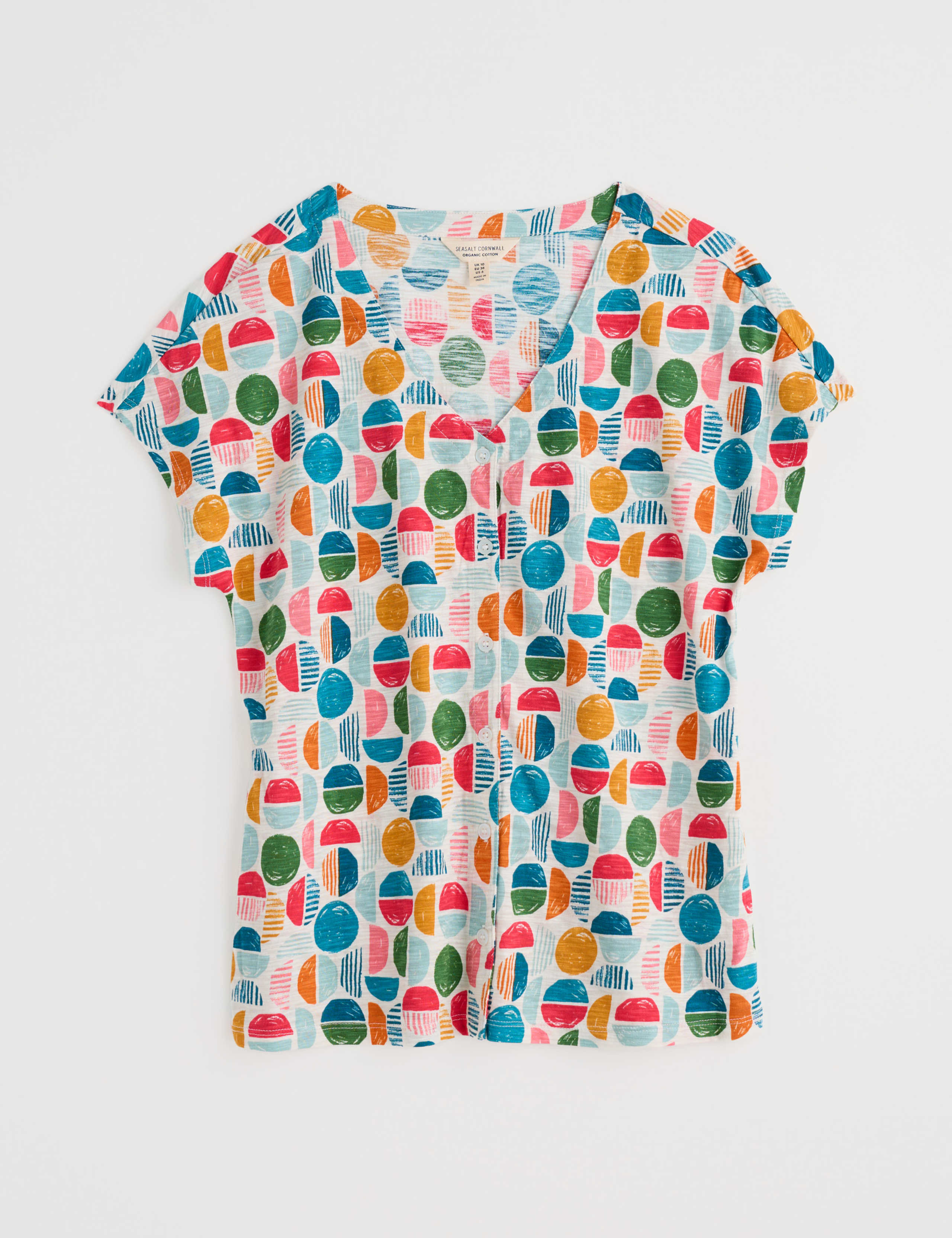 Pure Cotton Geometric V-Neck Relaxed Top 2 of 4