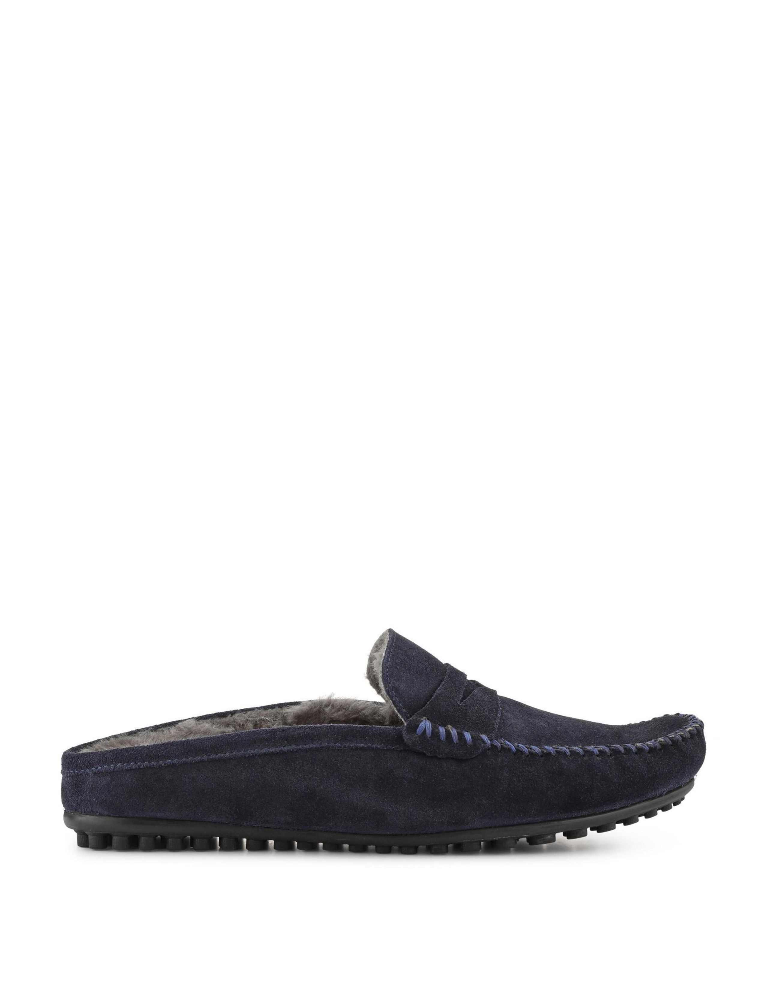 Leather Faux Fur Lined Mule Slippers 3 of 7
