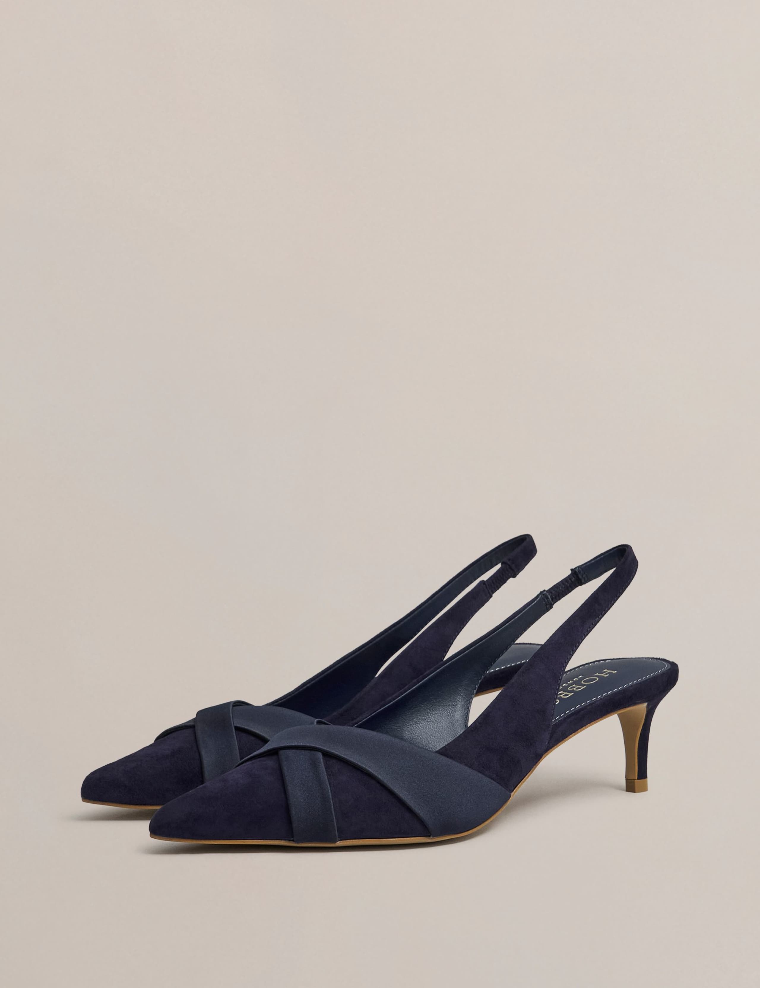 Suede Kitten Heel Slingback Shoes 3 of 6