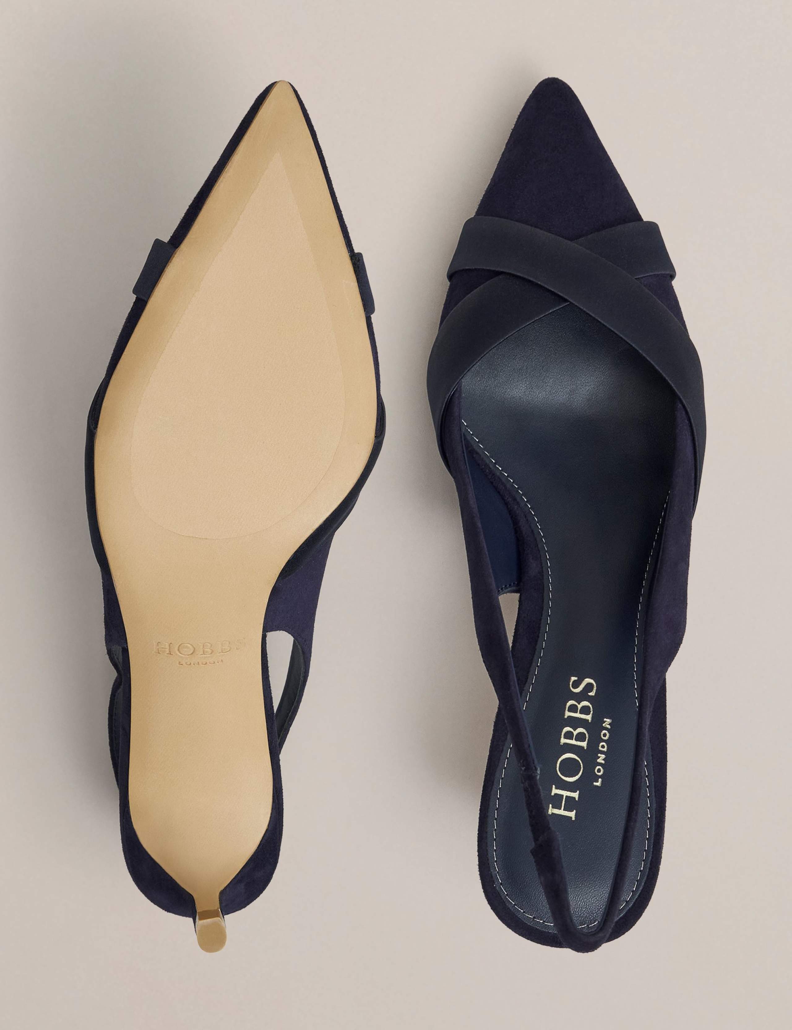 Suede Kitten Heel Slingback Shoes 5 of 6