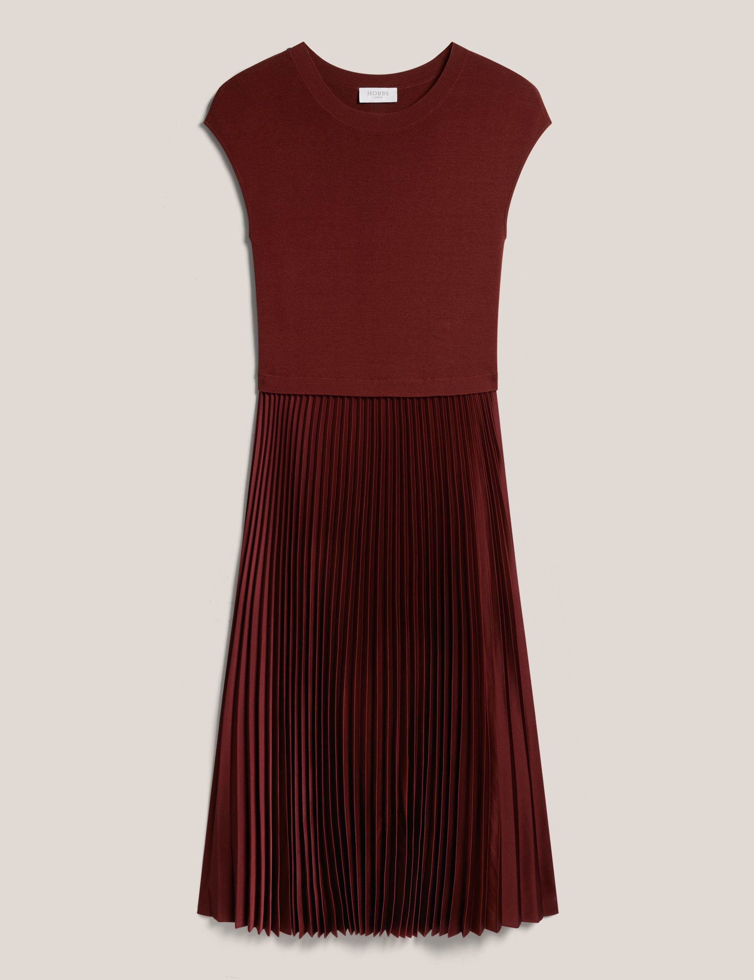 Pleated Knee Length Shift Dress 2 of 5