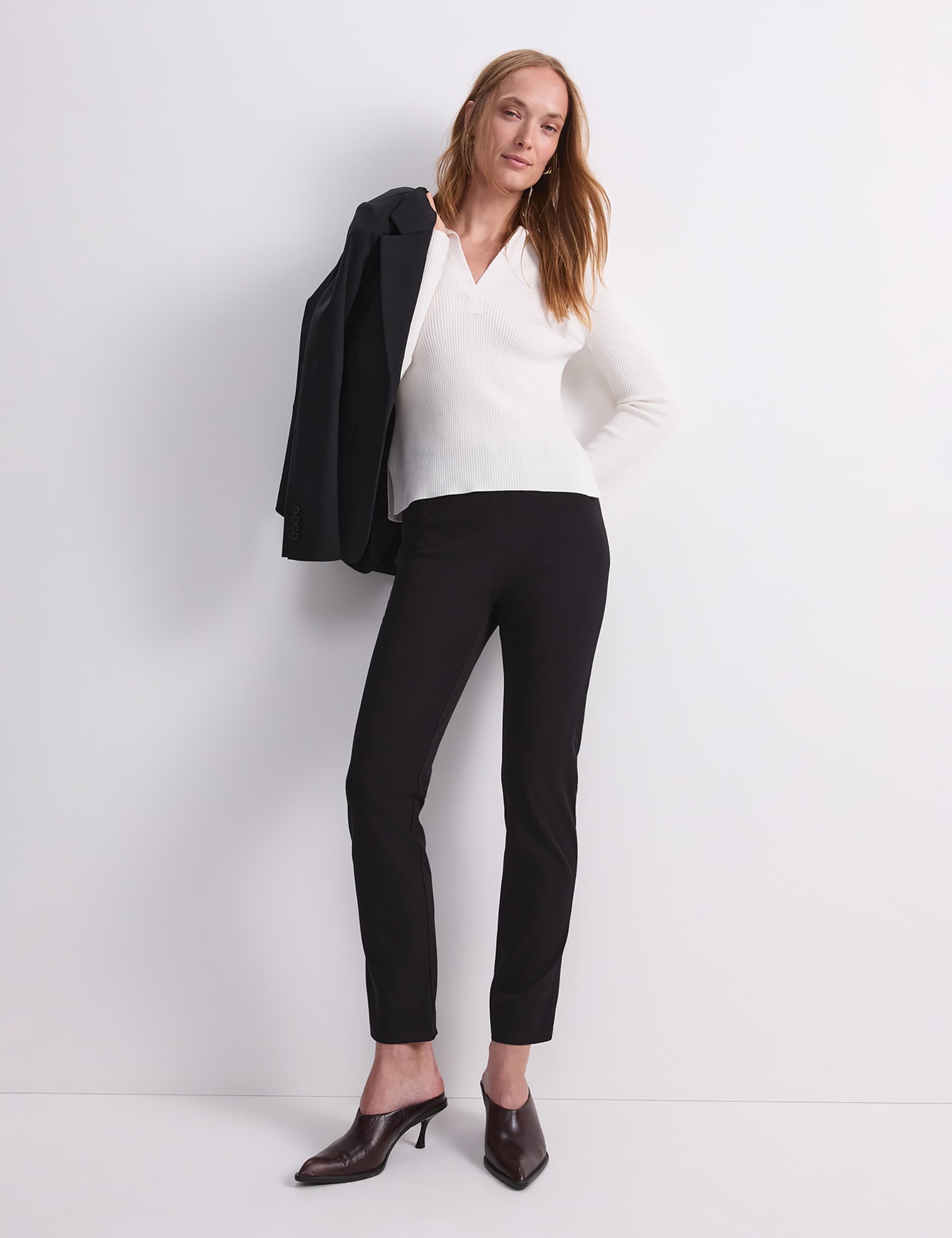 Cotton Rich Slim Fit Ankle Grazer Trousers 3 of 7