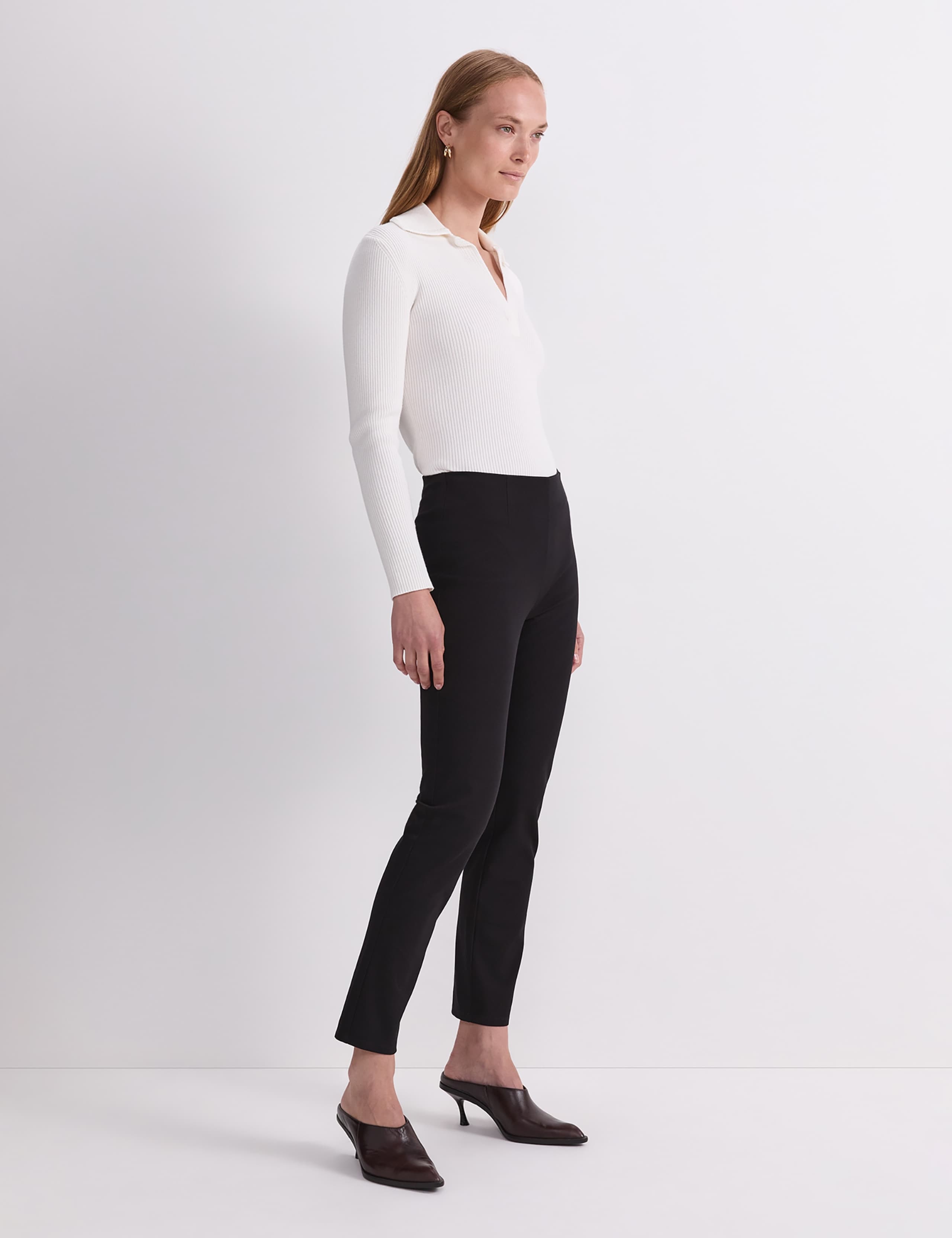 Cotton Rich Slim Fit Ankle Grazer Trousers 4 of 7