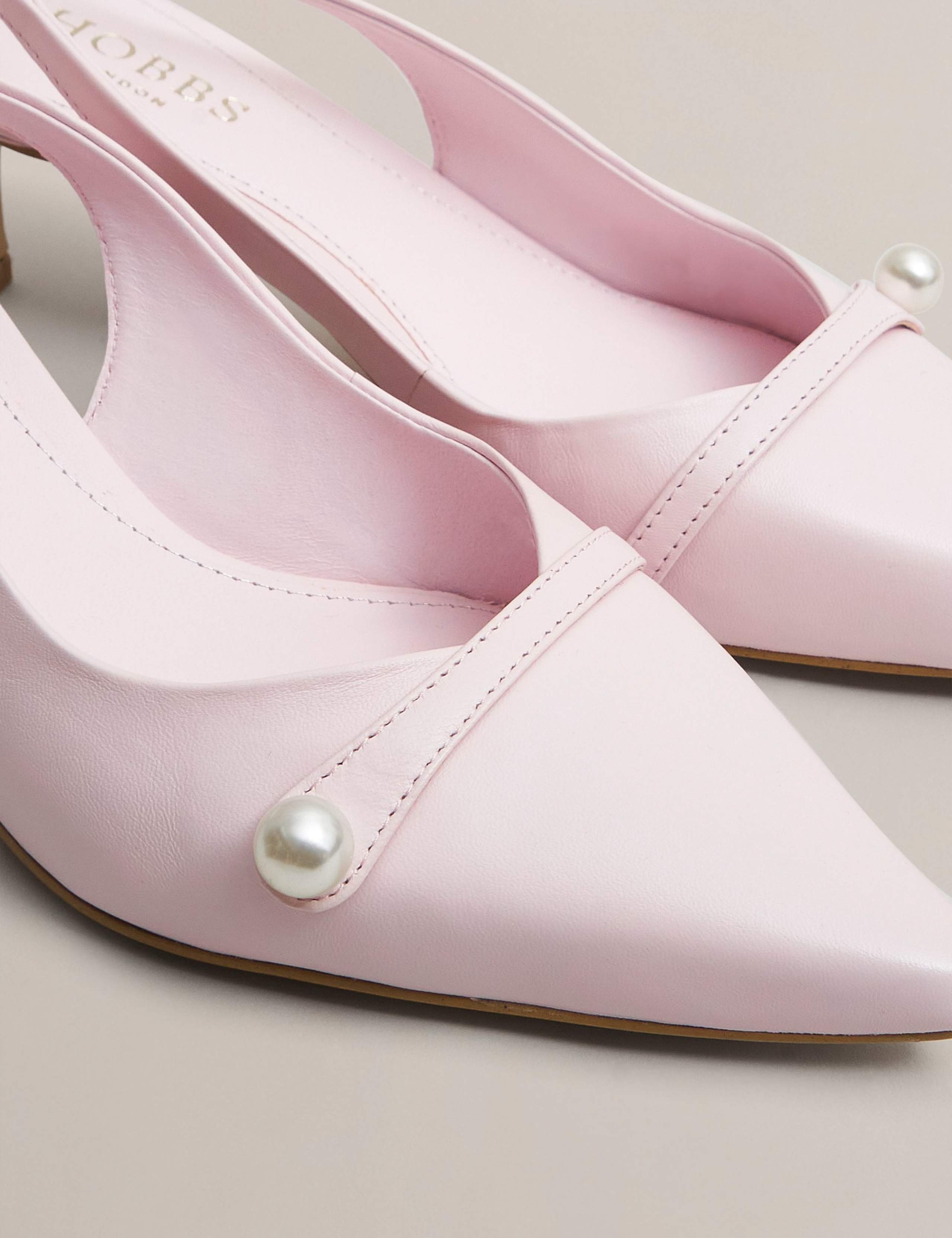 Leather Kitten Heel Slingback Shoes 2 of 6