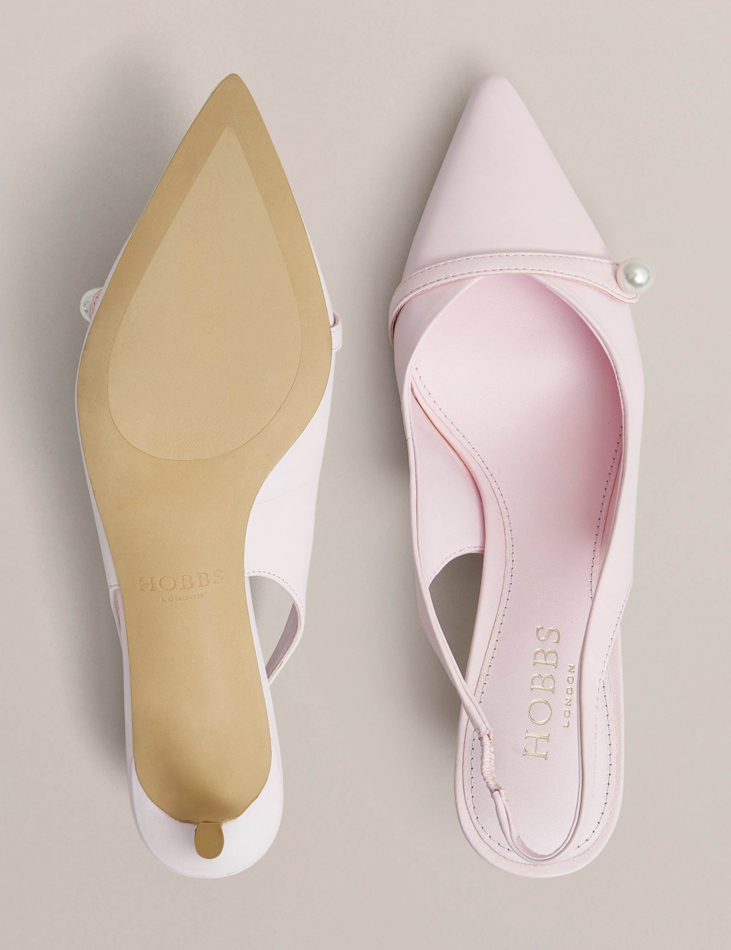 Leather Kitten Heel Slingback Shoes 3 of 6