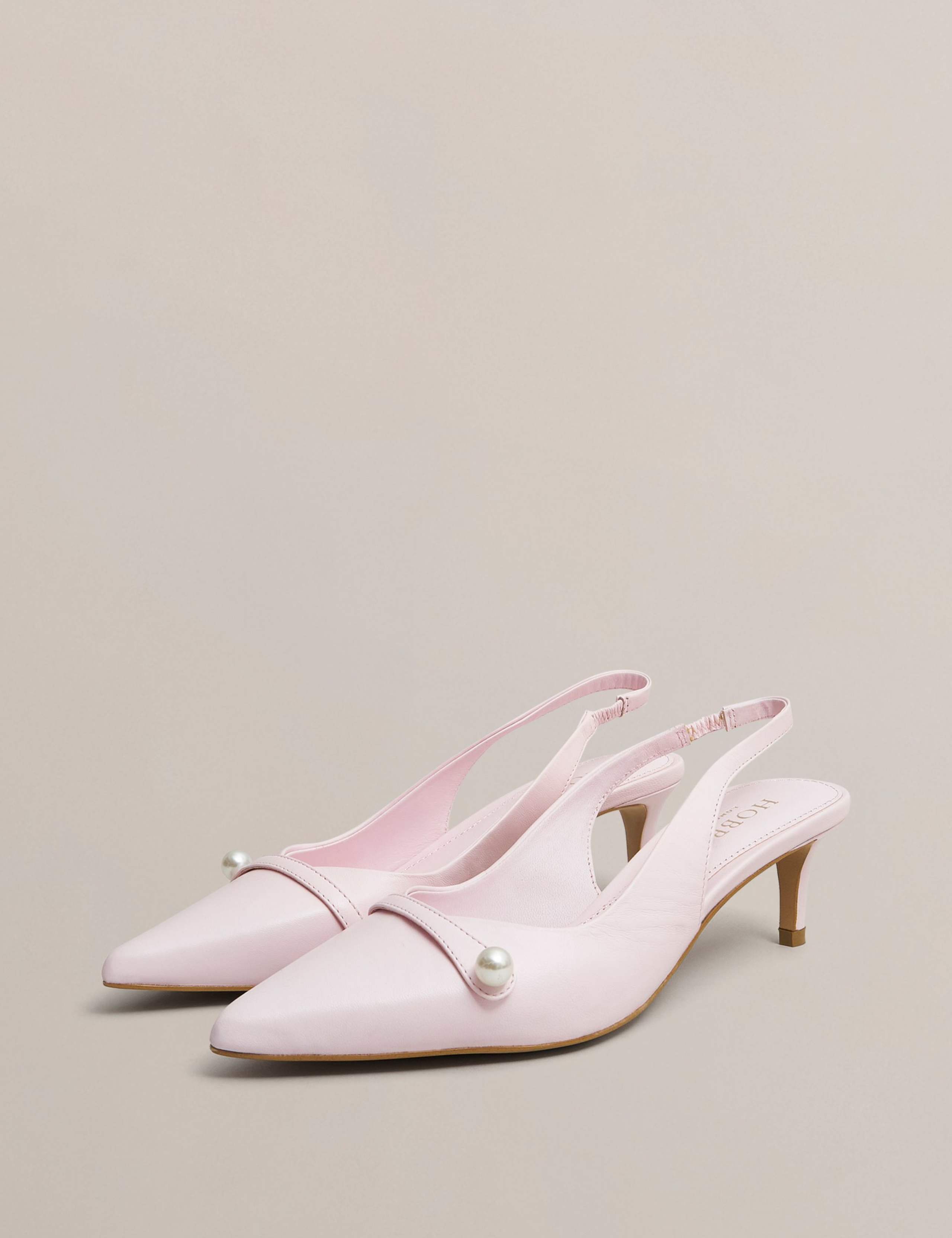 Leather Kitten Heel Slingback Shoes 4 of 6