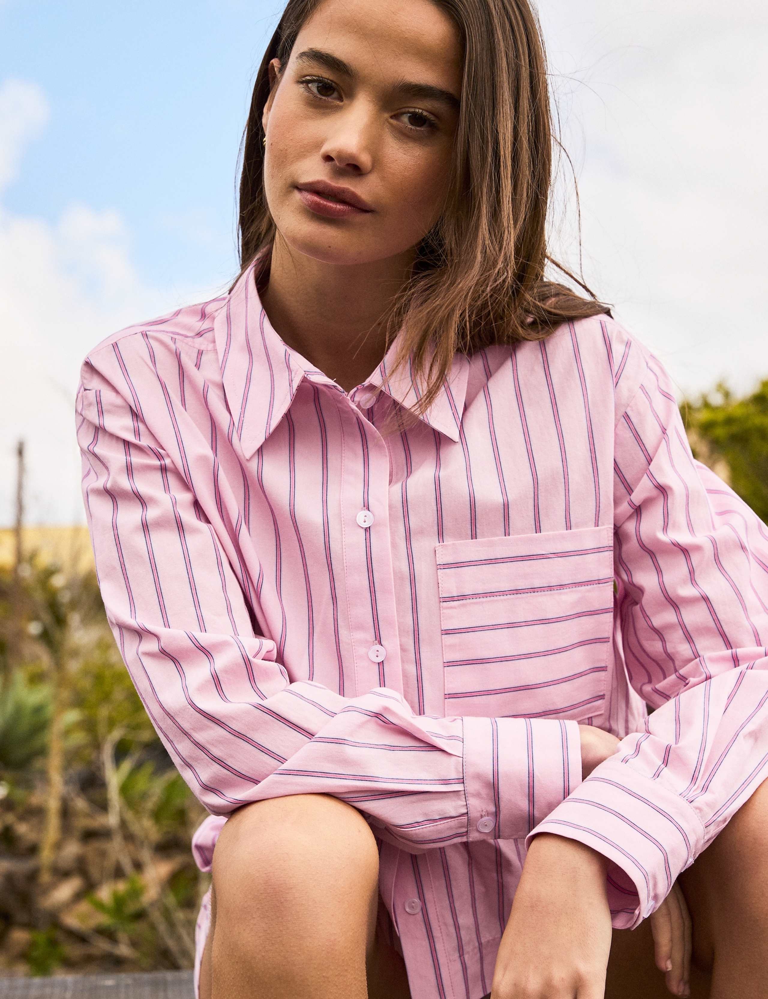 Pure Cotton Striped Collared Shirt 1 of 7