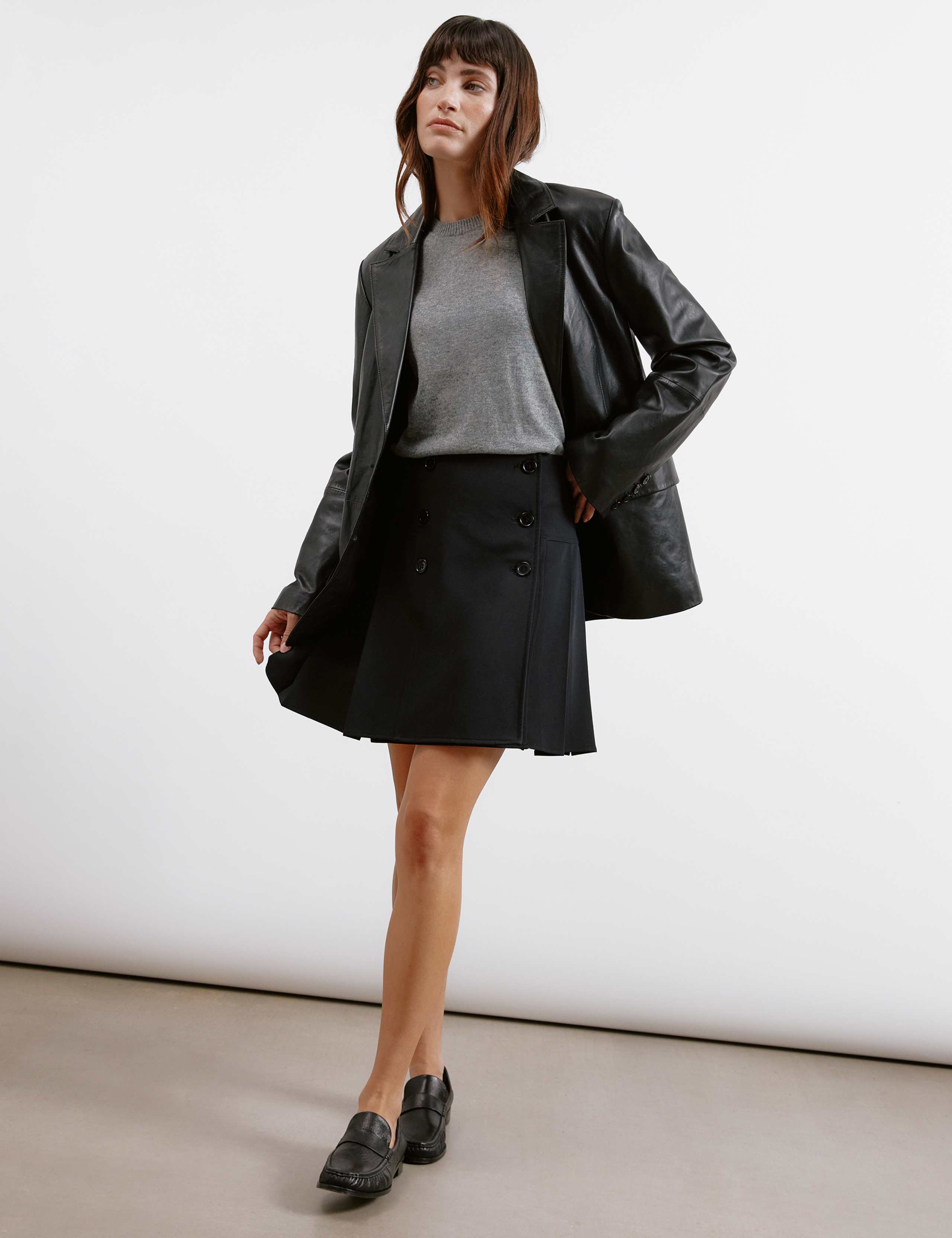 Pleated Mini Tailored Pencil Skirt 4 of 6