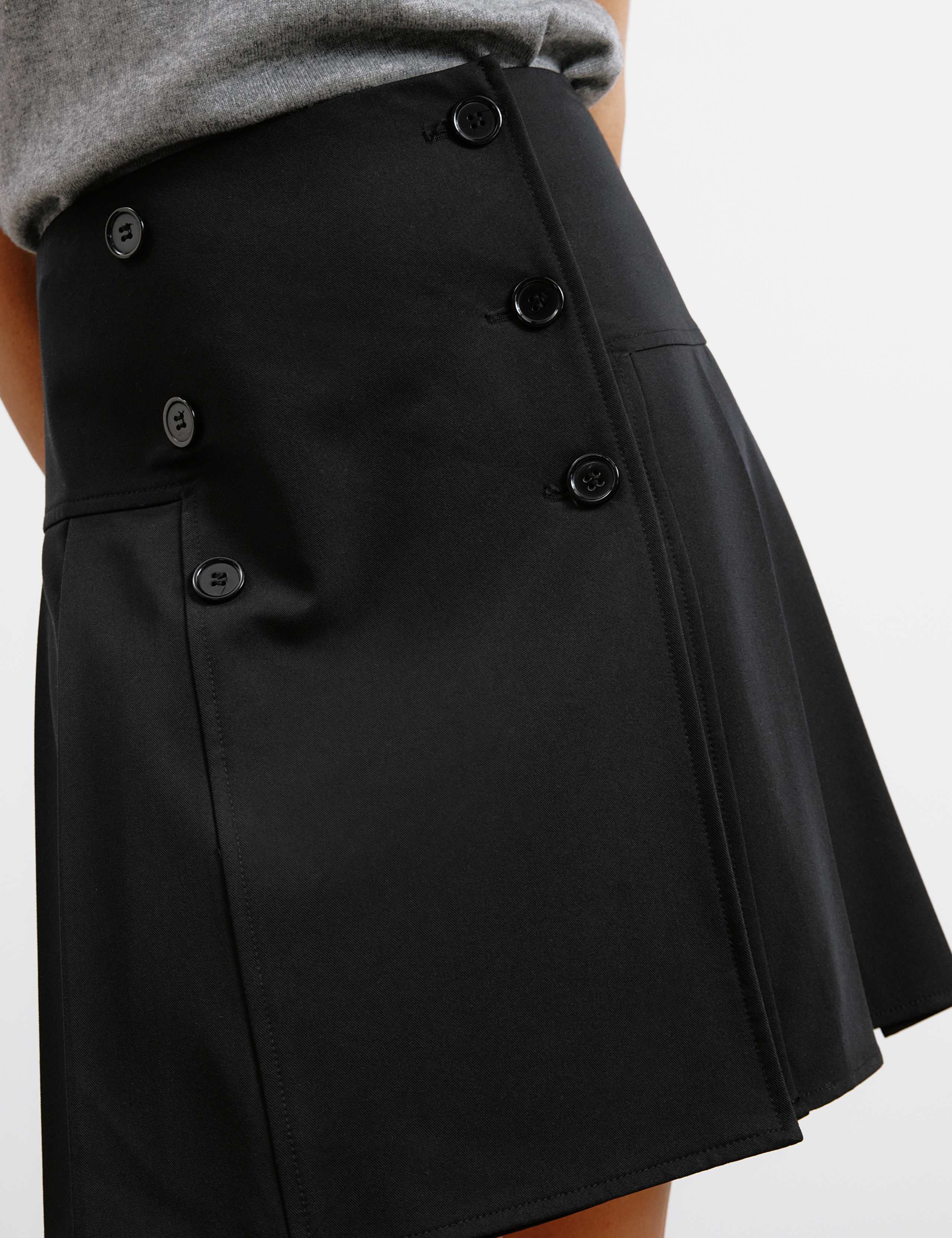 Pleated Mini Tailored Pencil Skirt 6 of 6