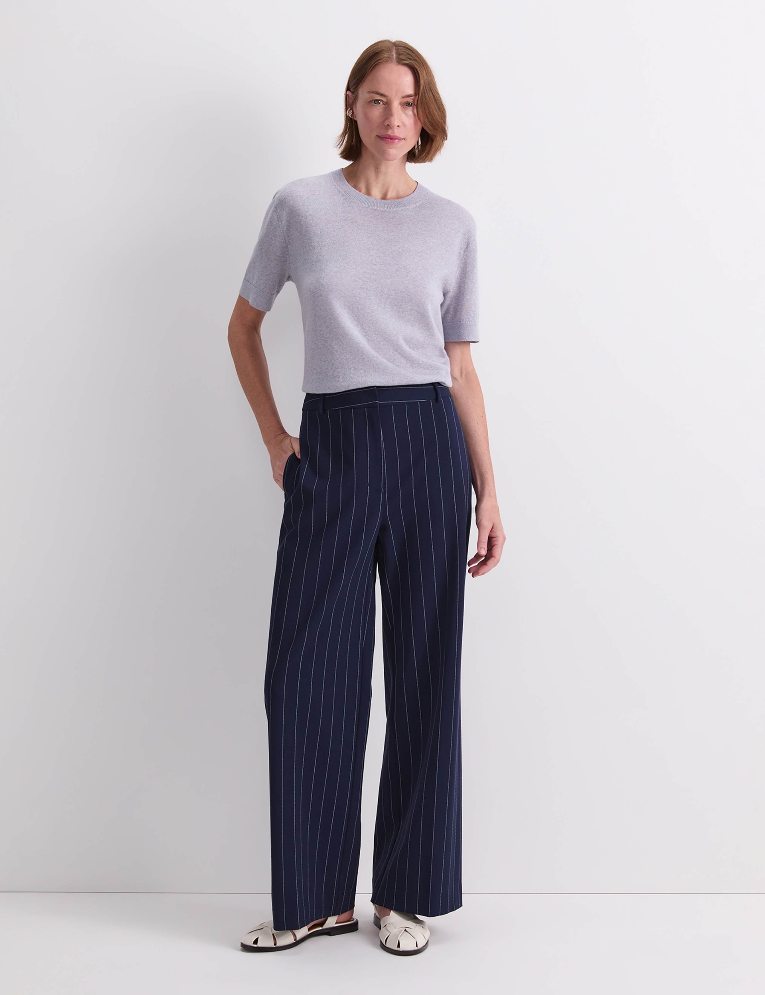Pinstripe Wide Leg Trousers 2 of 6