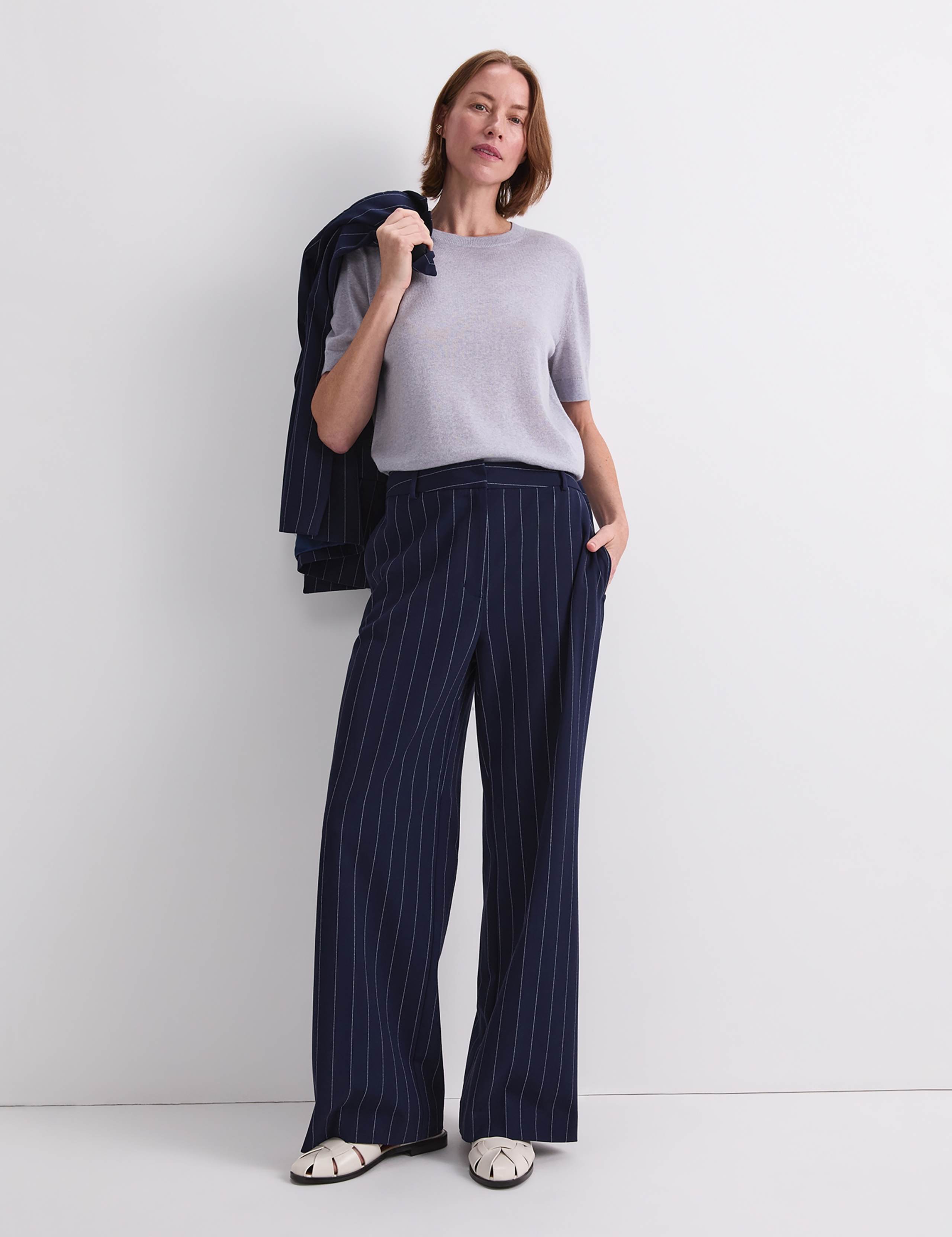 Pinstripe Wide Leg Trousers 4 of 6