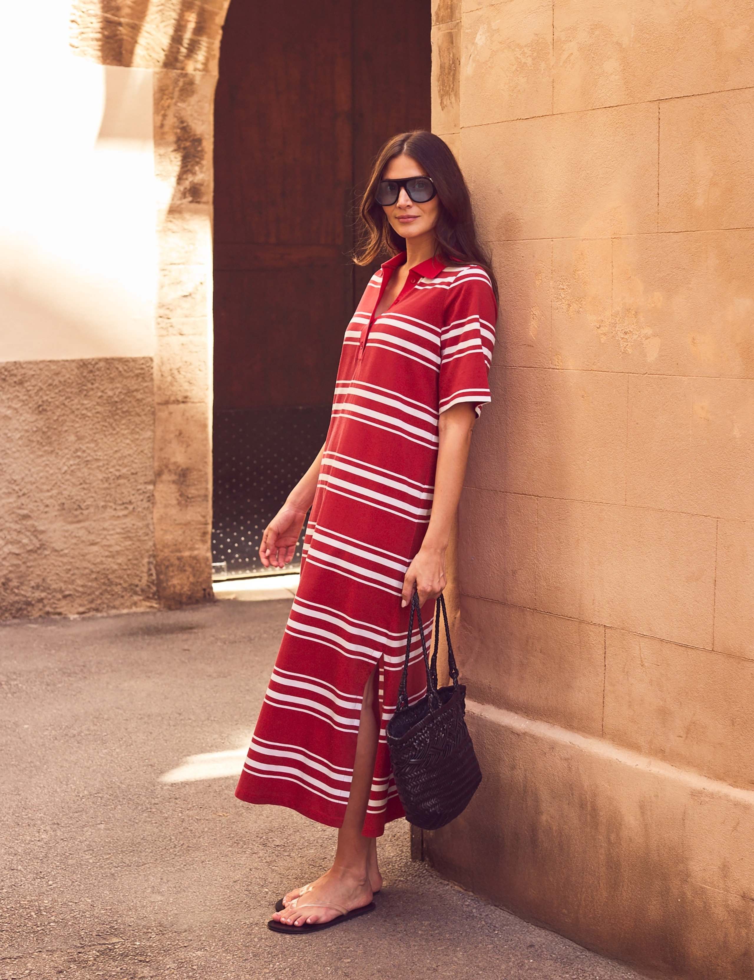 Pure Cotton Striped Midaxi T-Shirt Dress 3 of 6