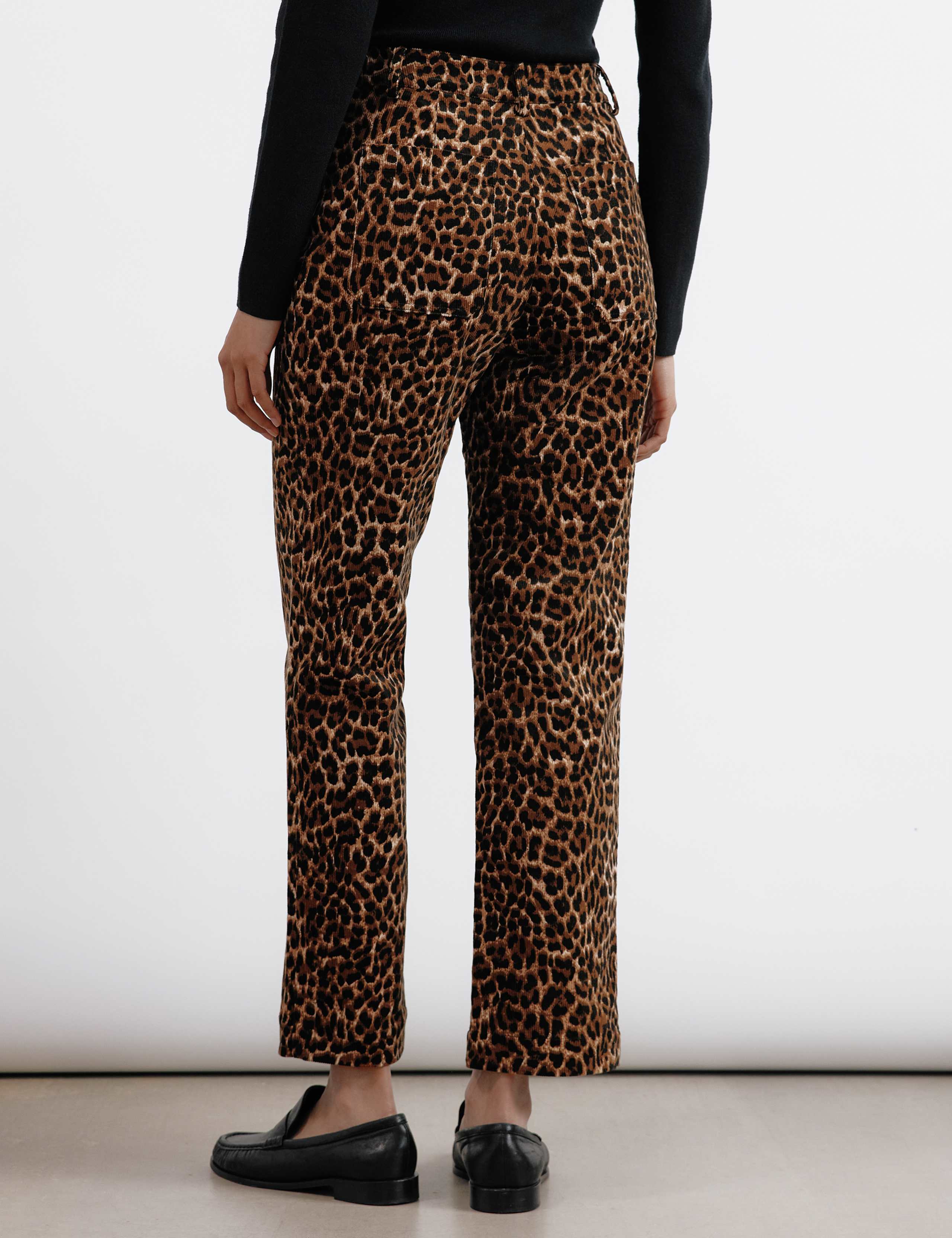Cord Animal Print Straight Leg Trousers 3 of 4