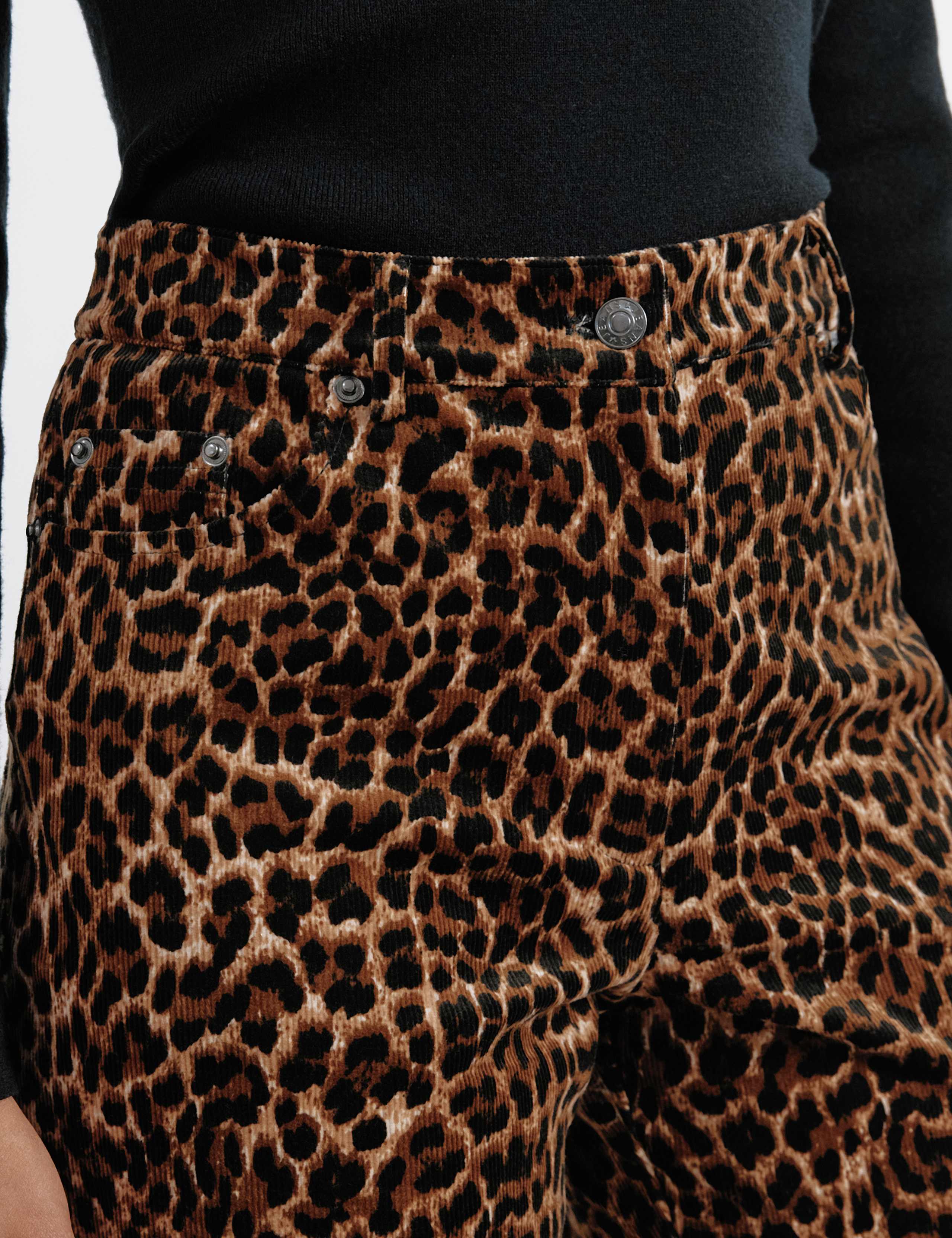 Cord Animal Print Straight Leg Trousers 4 of 4