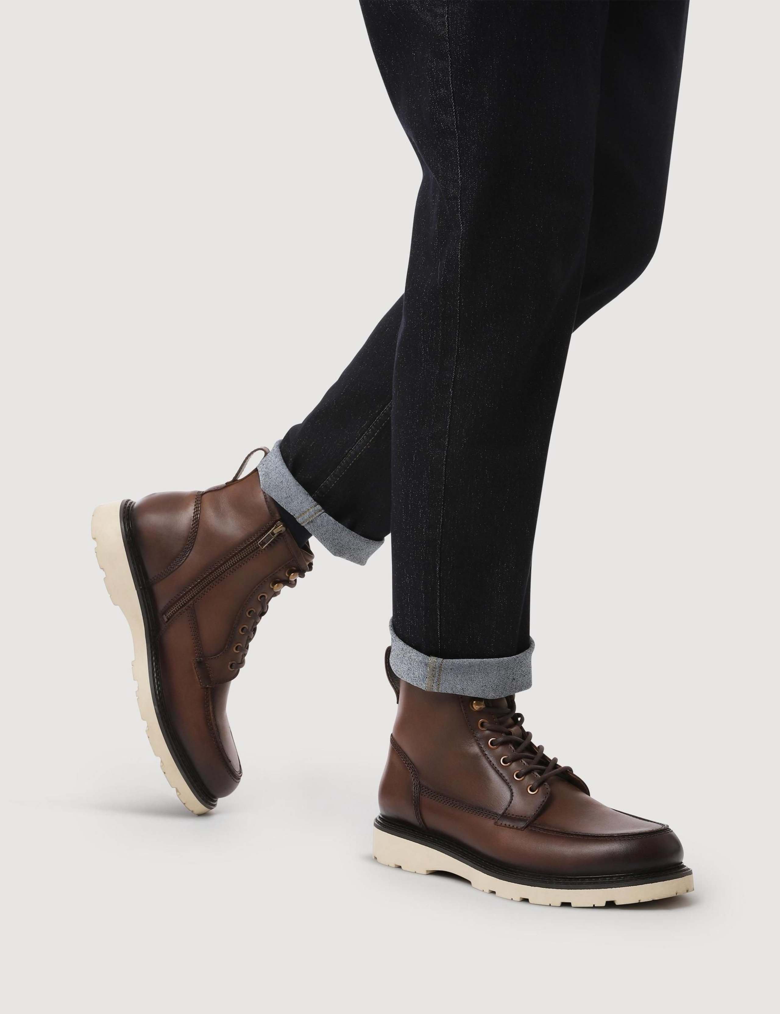 Leather Flat Ankle Boots 2 of 6