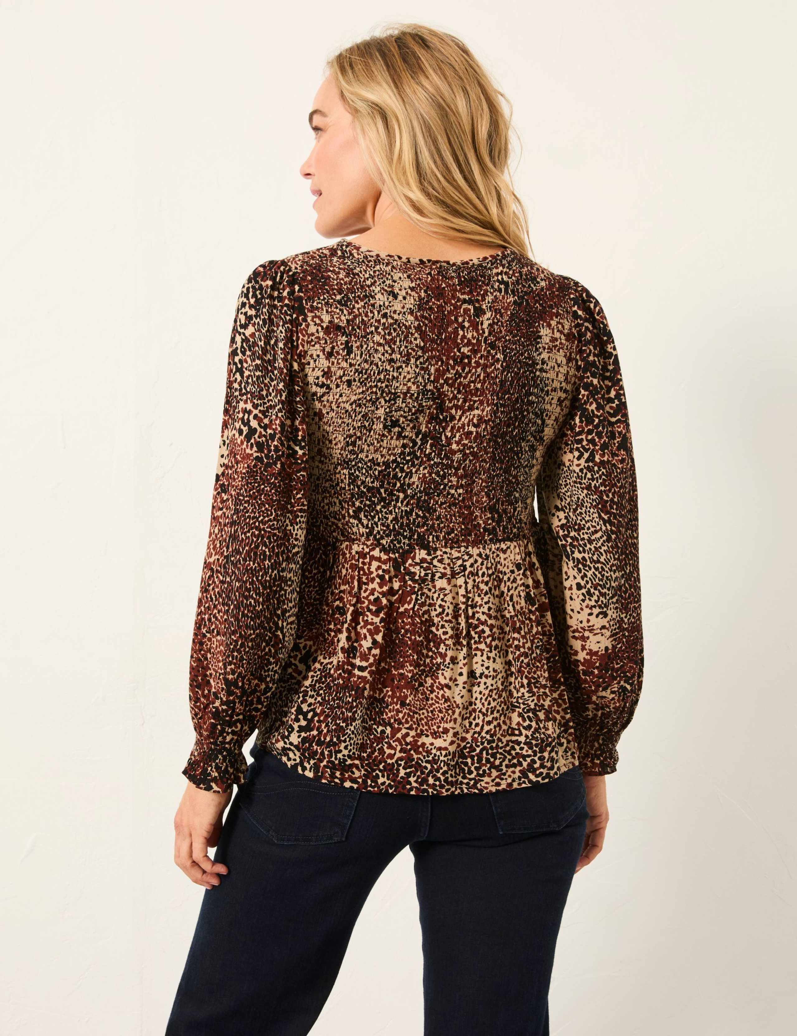 Animal Print Tie Front Blouse 4 of 7