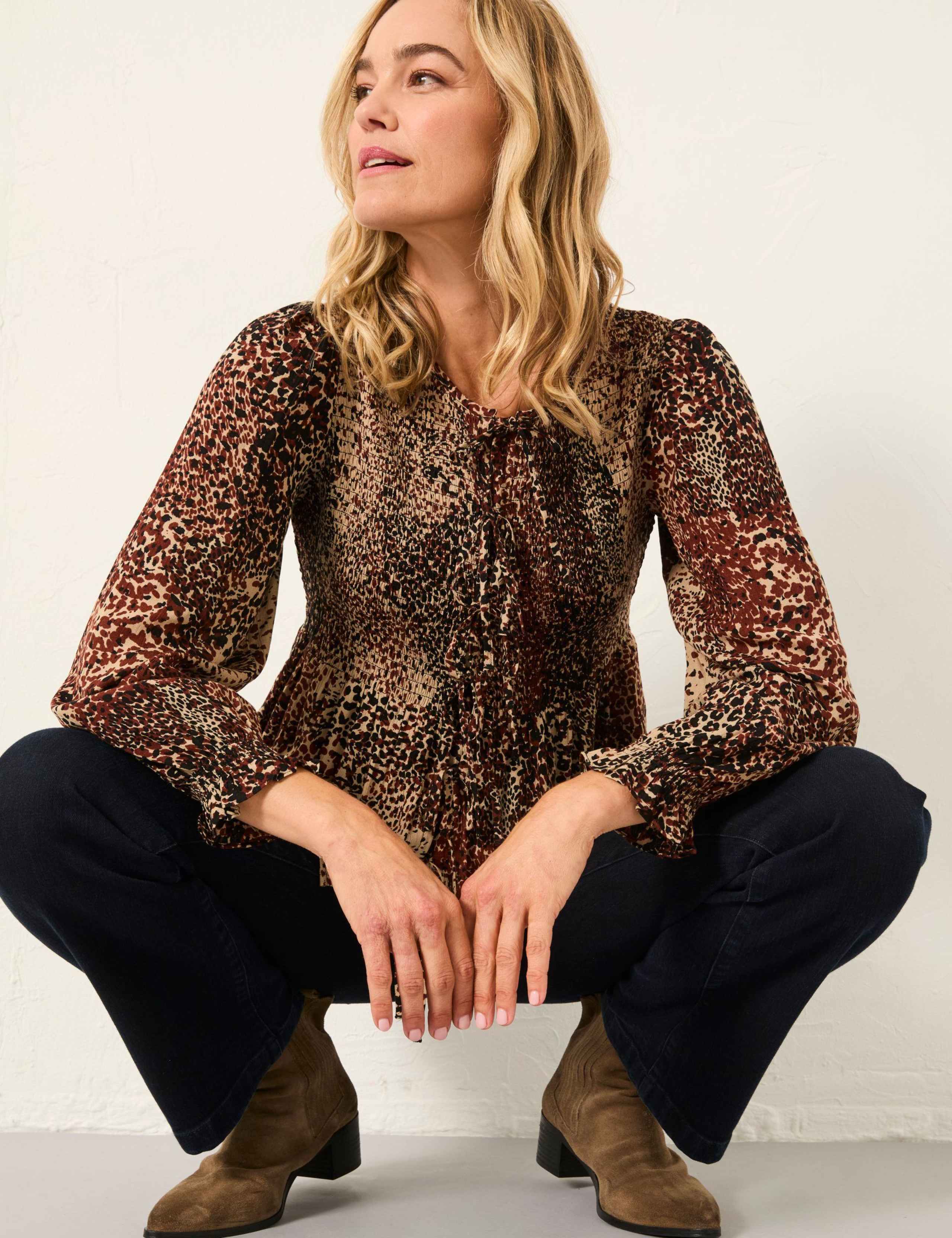 Animal Print Tie Front Blouse 6 of 7