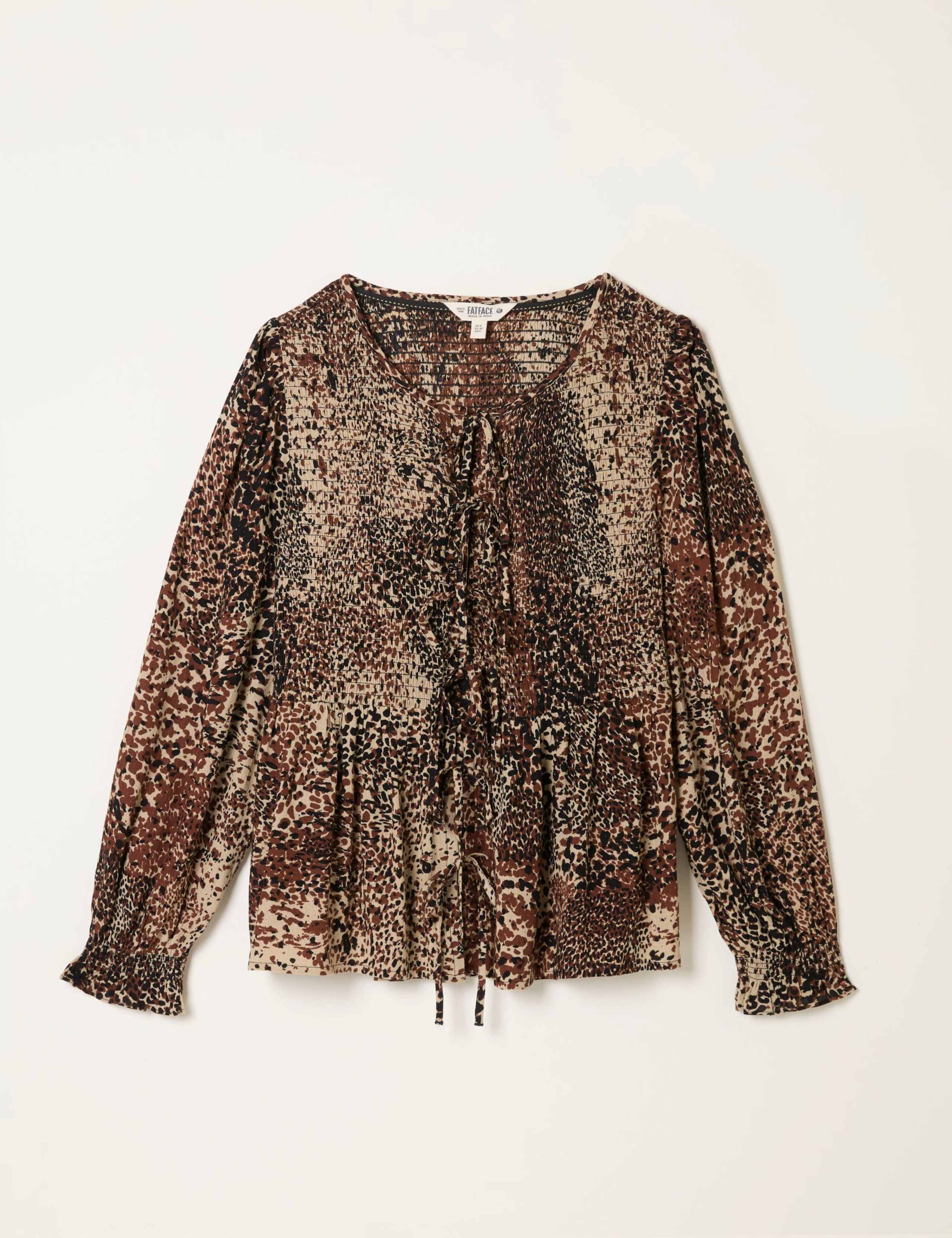 Animal Print Tie Front Blouse 2 of 7