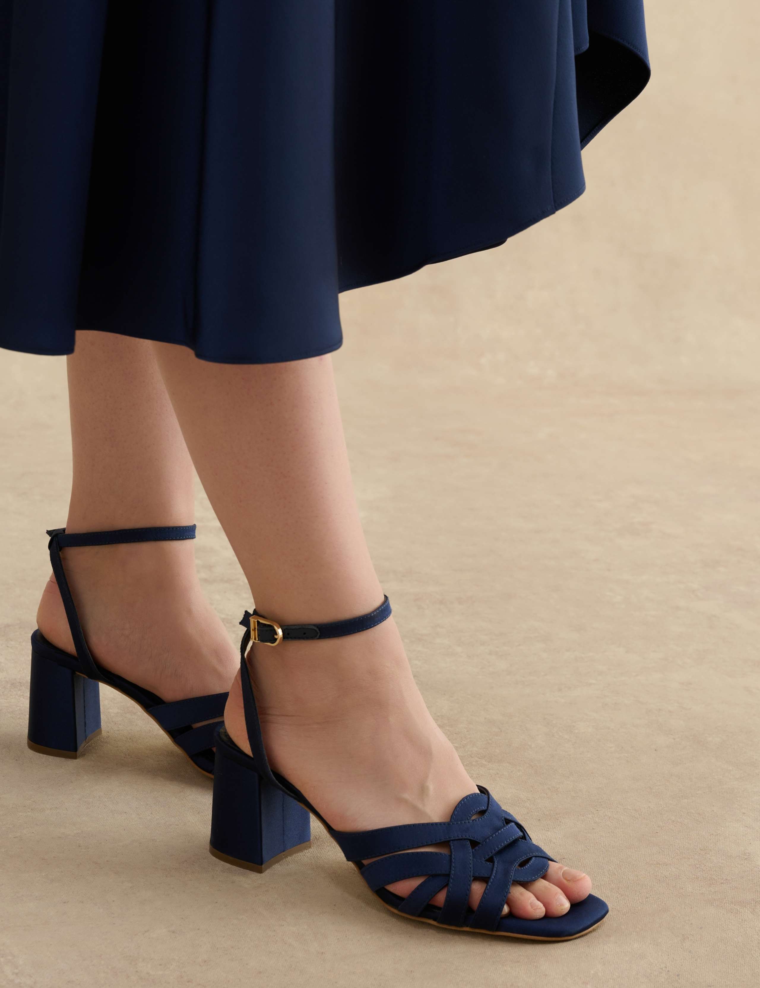 Satin Block Heel Sandals 6 of 6