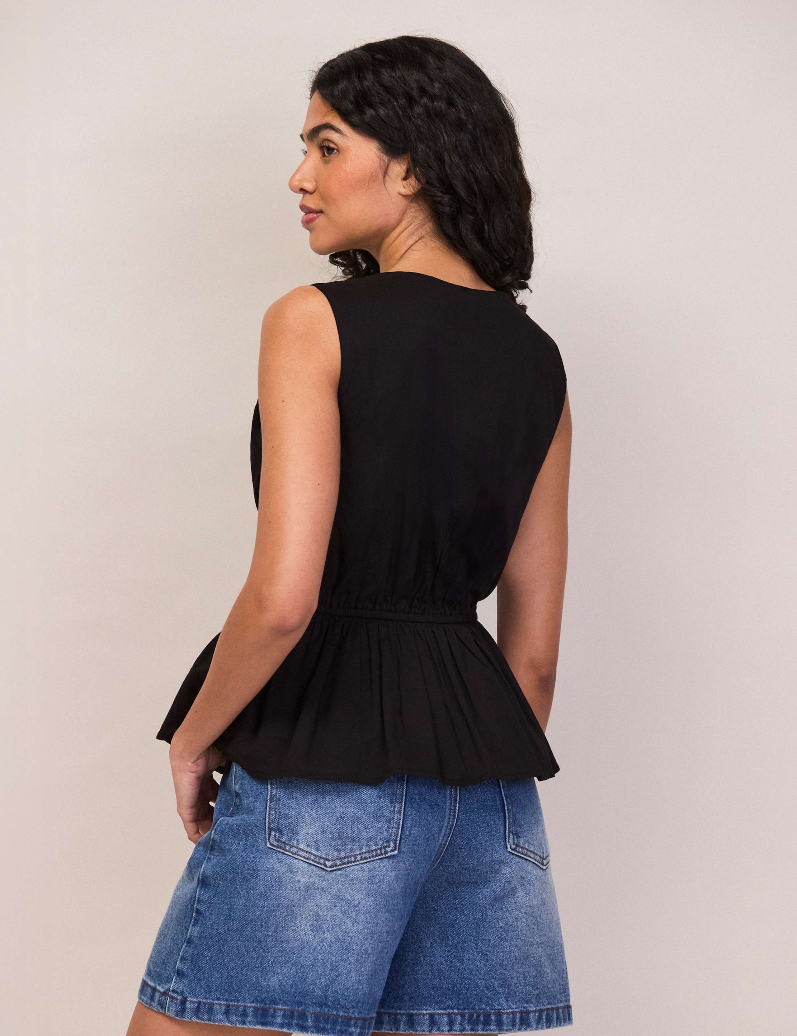 Pure Cotton V-Neck Tie Front Top 4 of 6