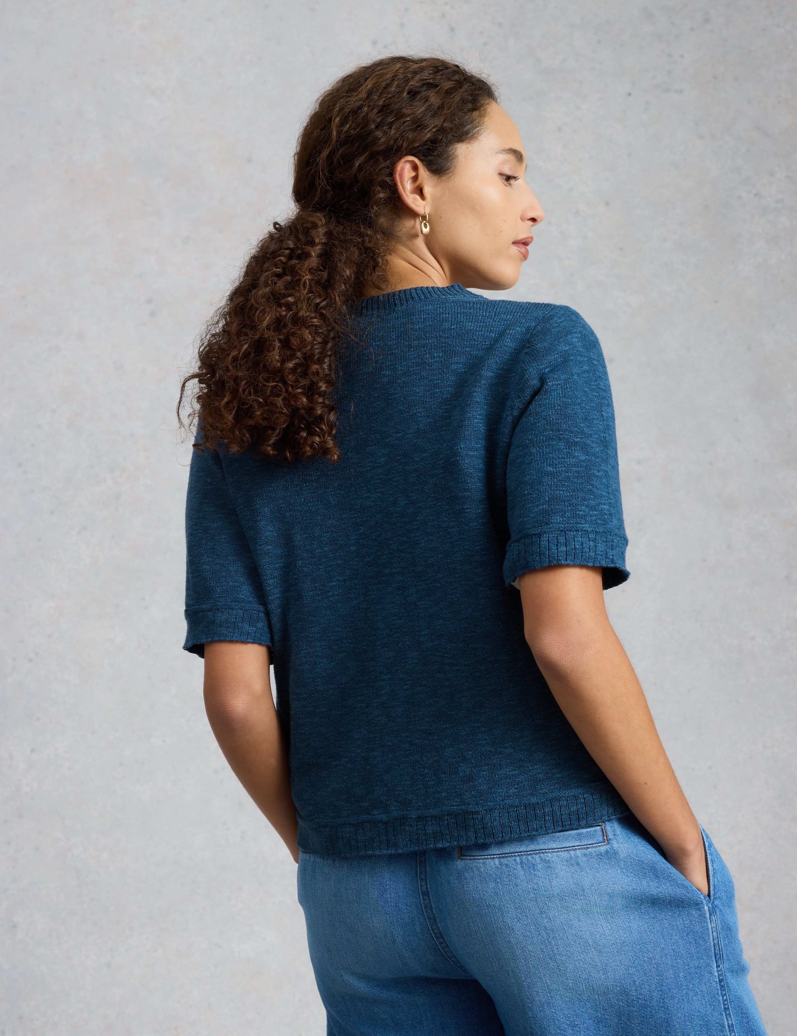 Cotton Rich Textured Crew Neck Cardigan 4 of 6