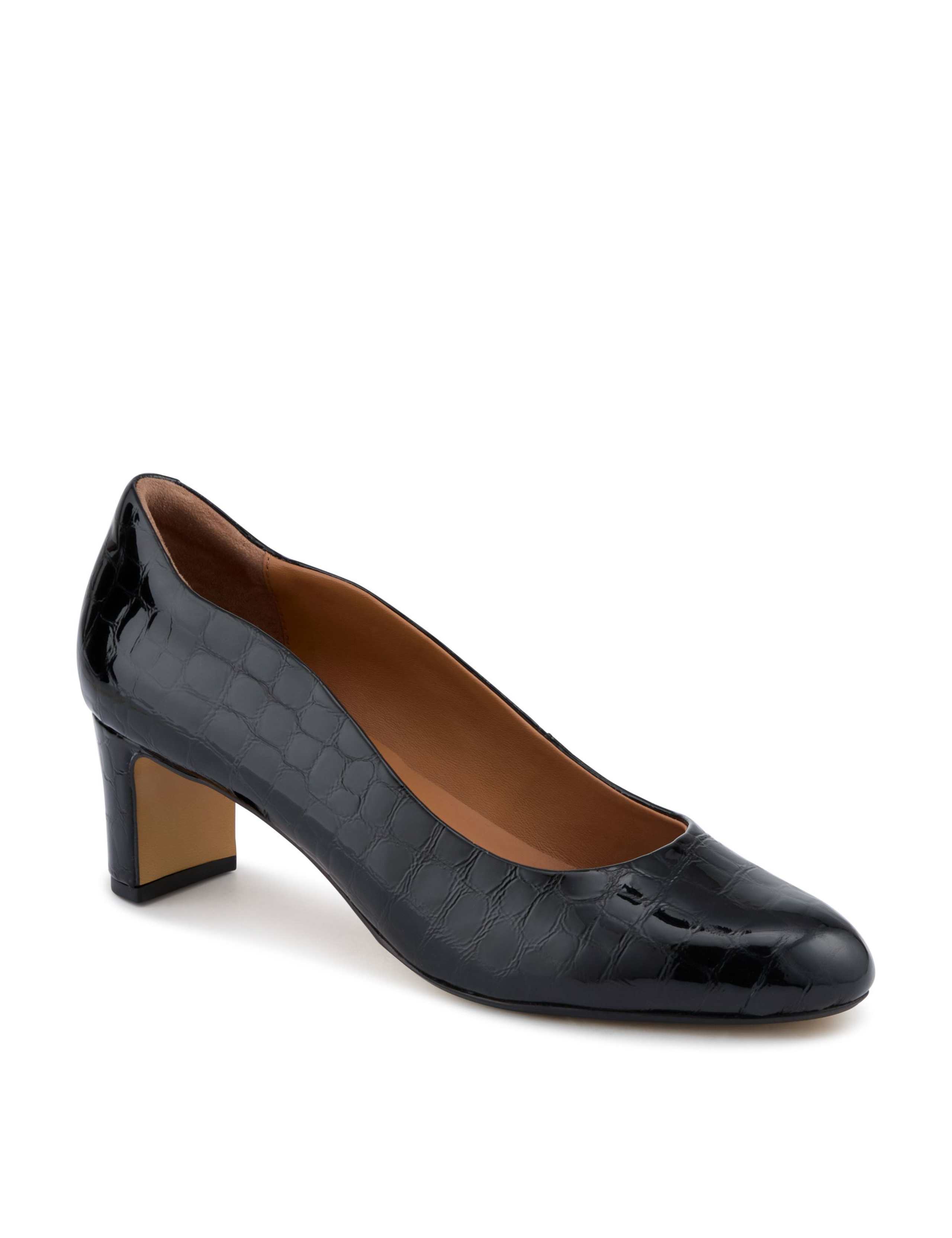 Leather Block Heel Court Shoes 2 of 6