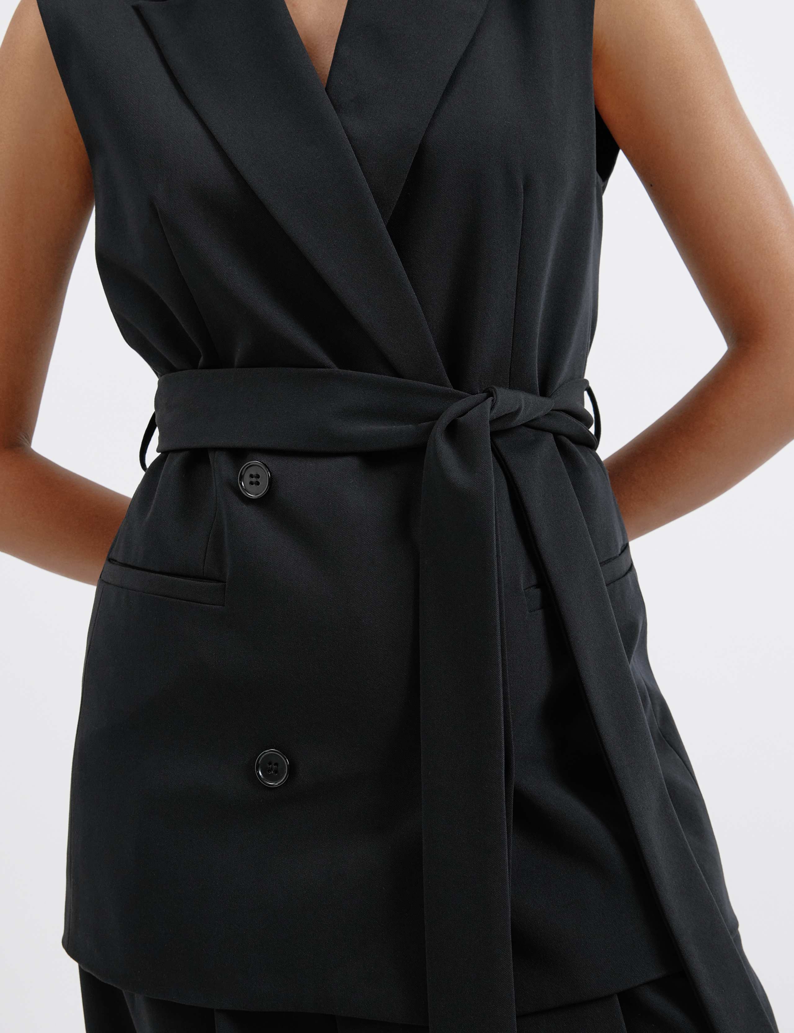Tailored Belted Sleeveless Jacket 4 of 6