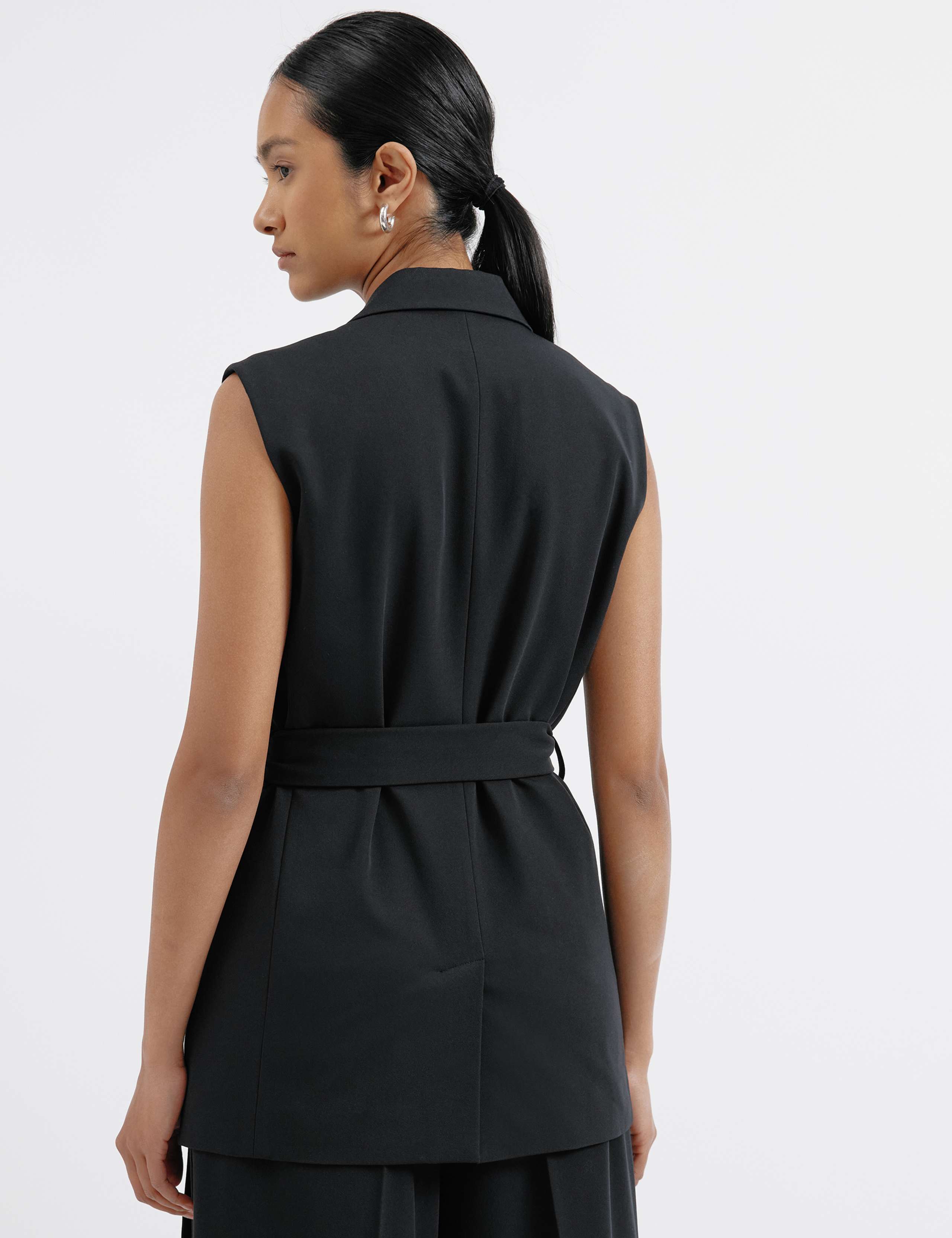 Tailored Belted Sleeveless Jacket 6 of 6