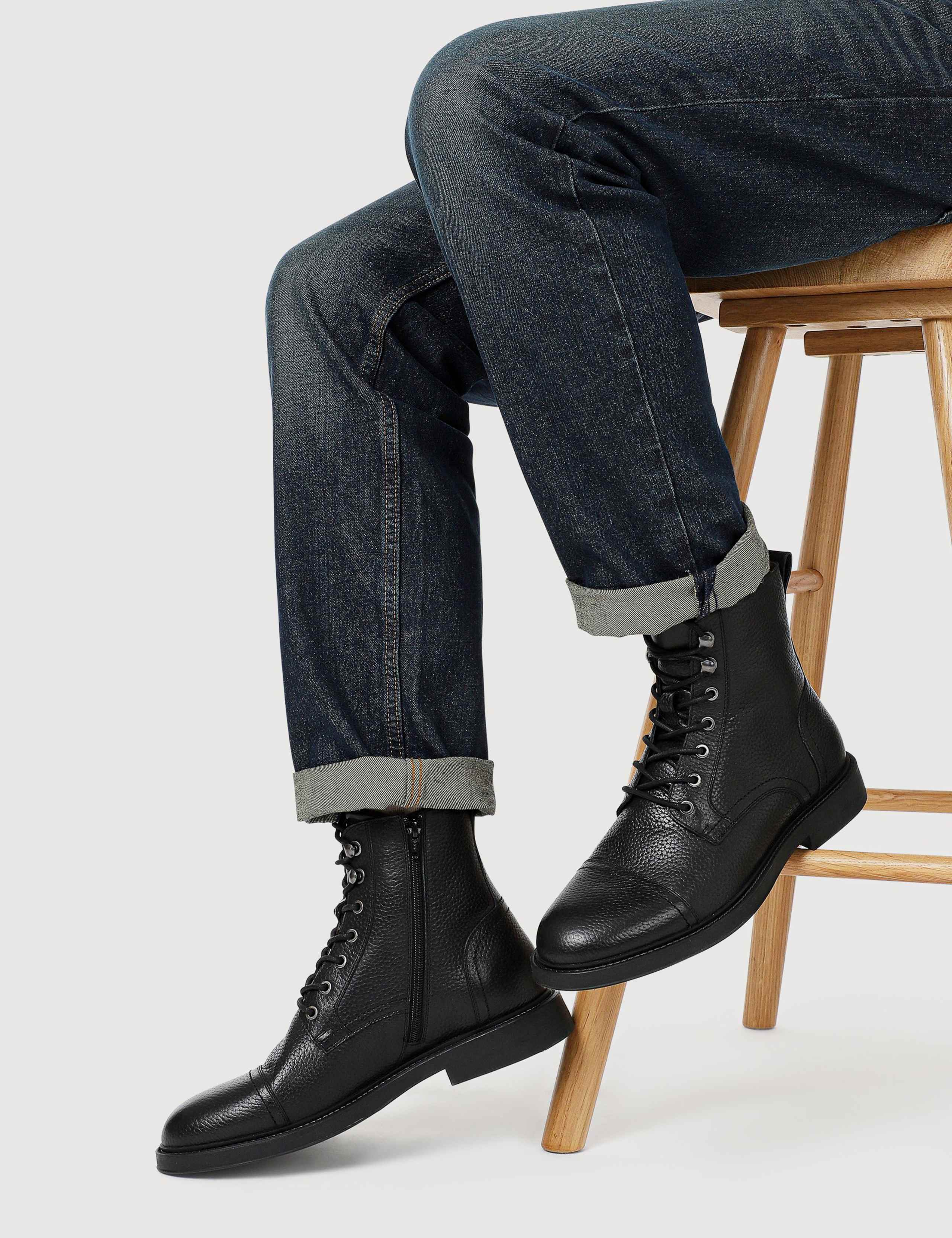 Leather Lace Up Brogue Detail Ankle Boots 2 of 5