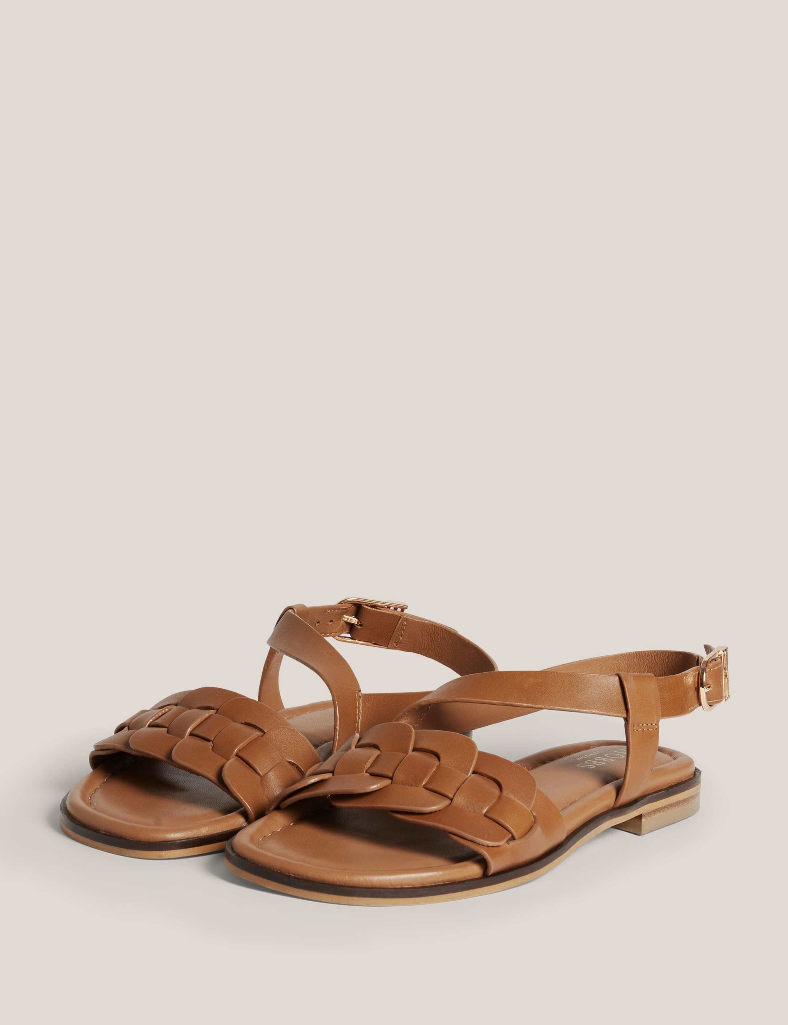 Leather Ankle Strap Flat Sandals 2 of 6