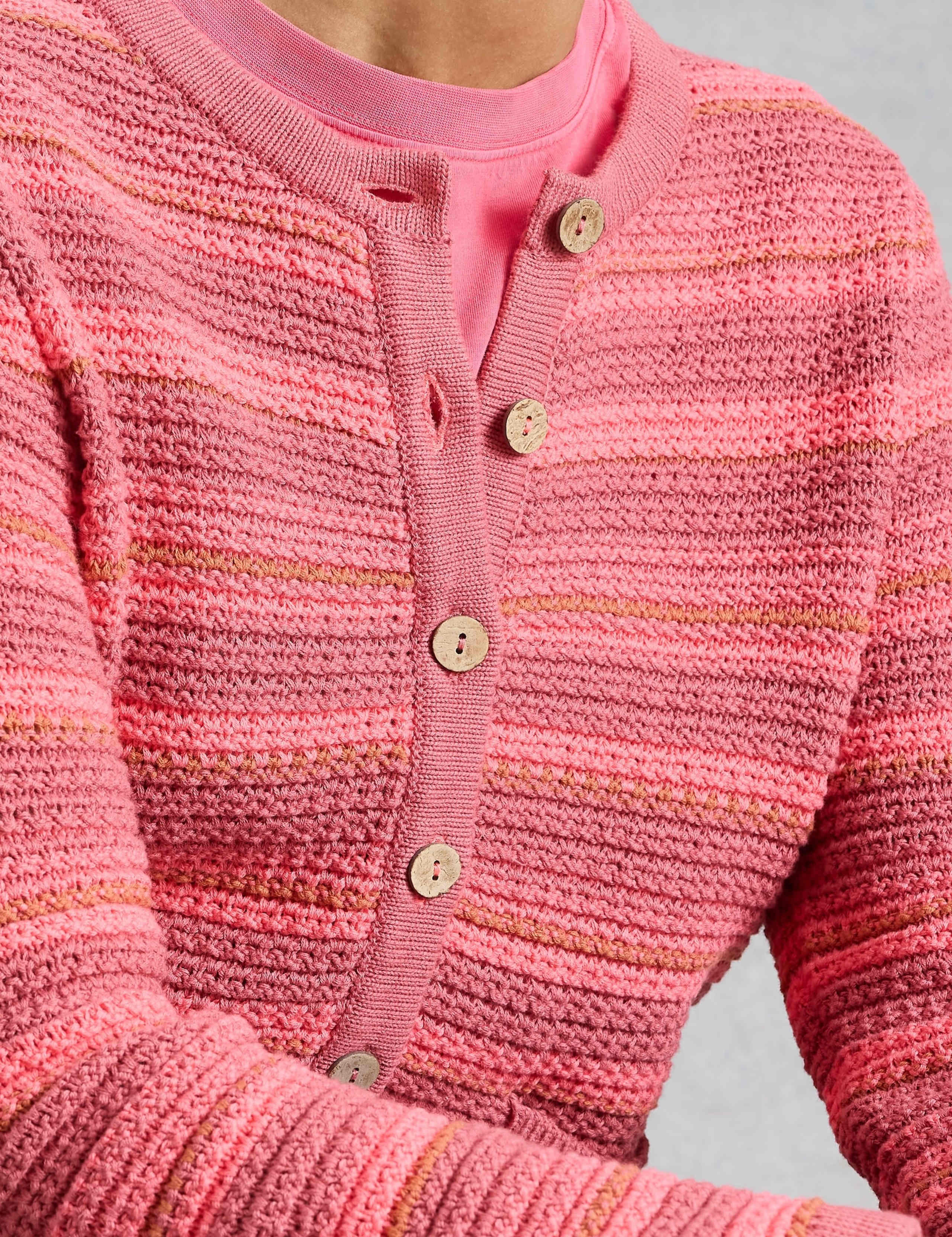 Pure Cotton Striped Crew Neck Cardigan 5 of 6