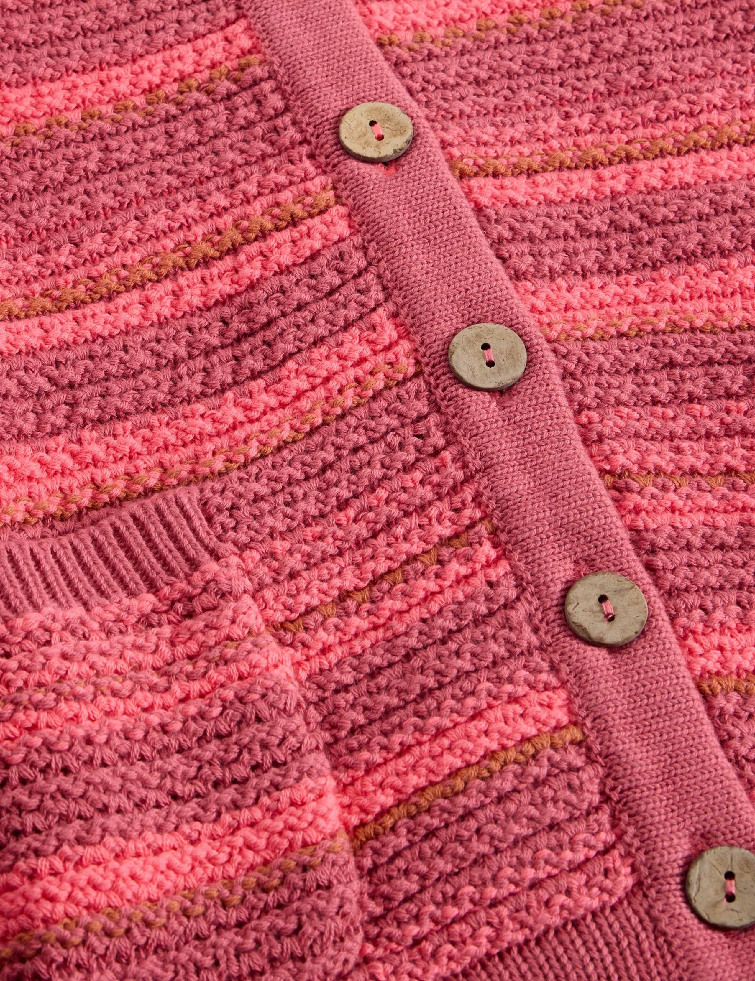 Pure Cotton Striped Crew Neck Cardigan 6 of 6