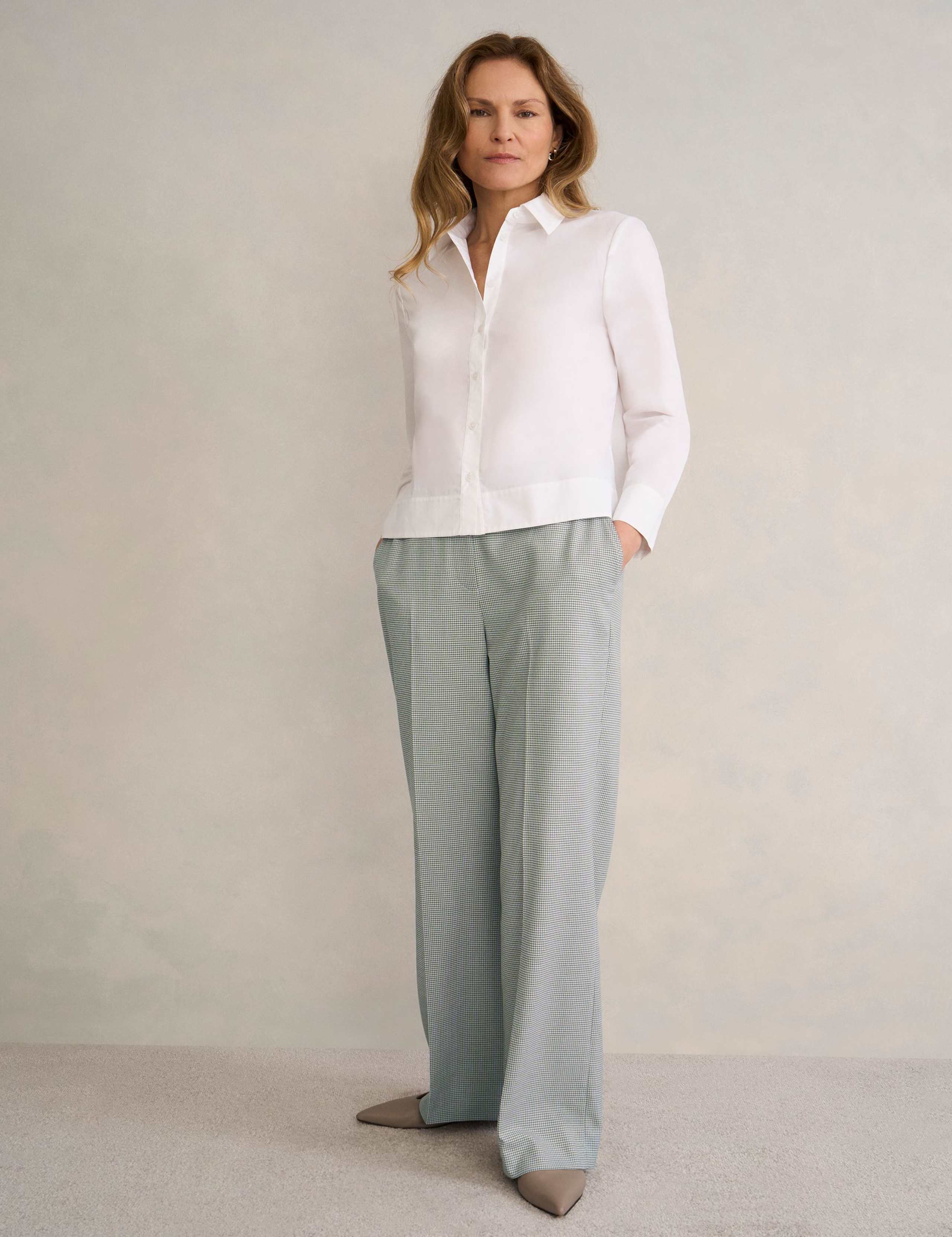 Puppytooth Mid Rise Wide Leg Trousers 1 of 6