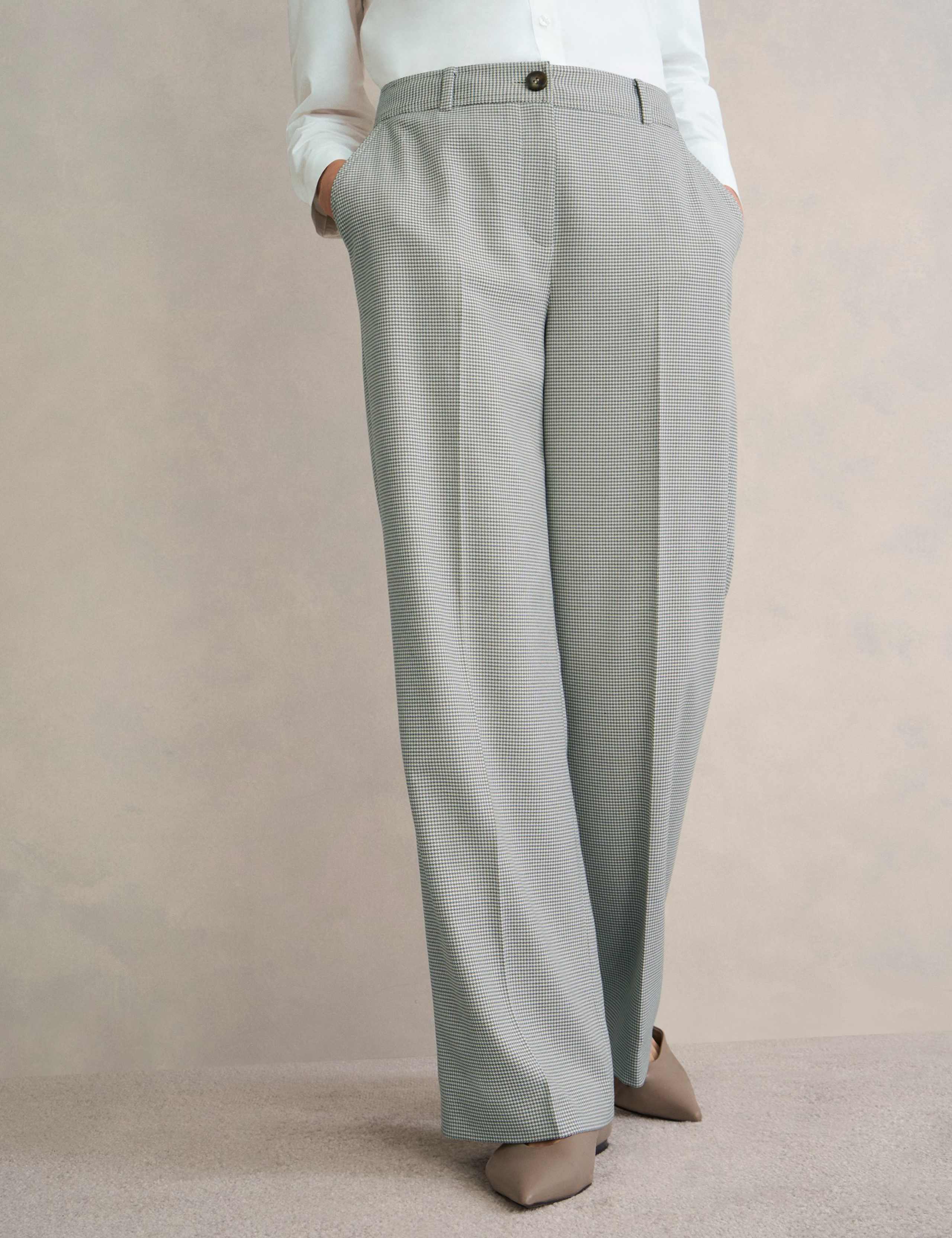 Puppytooth Mid Rise Wide Leg Trousers 3 of 6