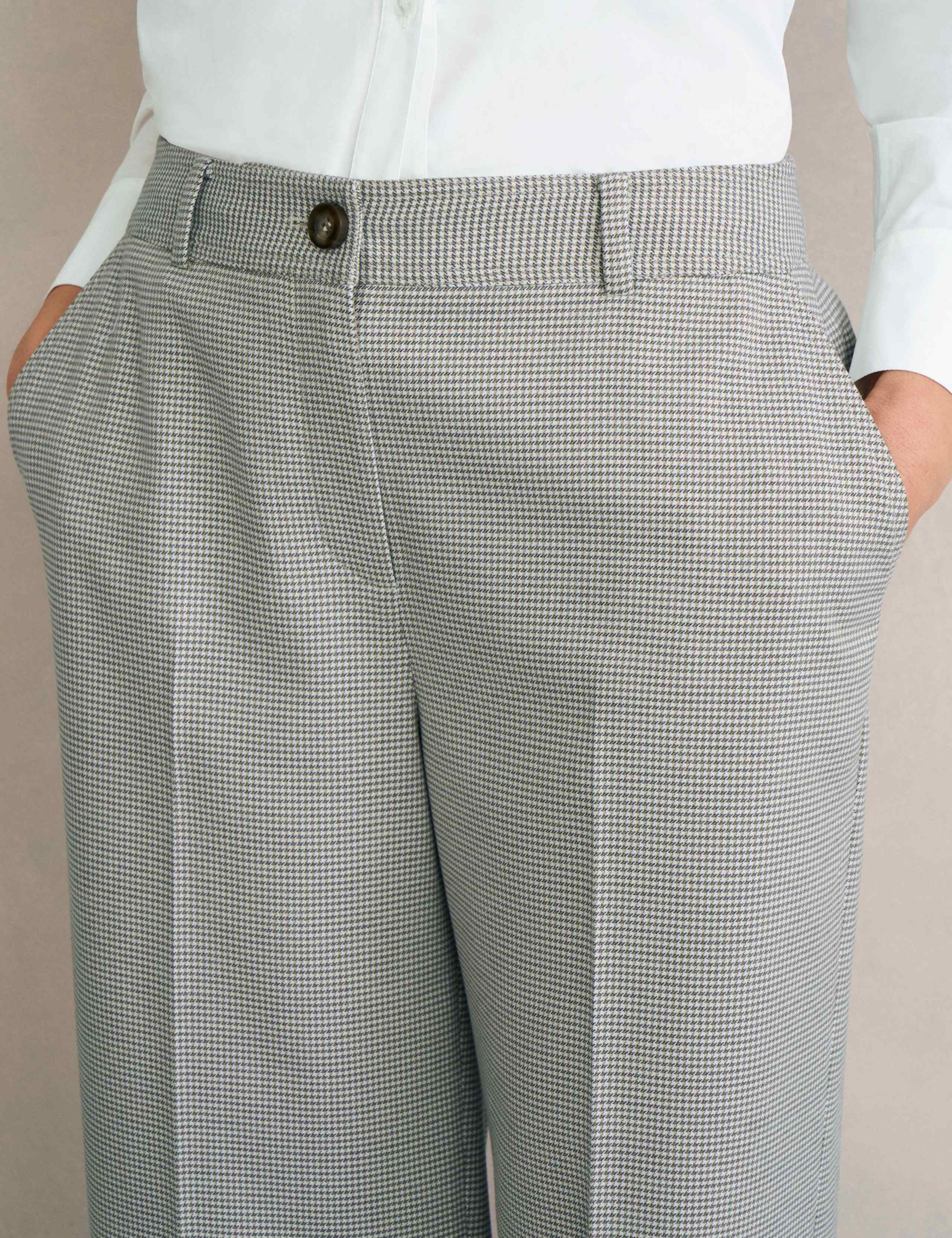 Puppytooth Mid Rise Wide Leg Trousers 6 of 6