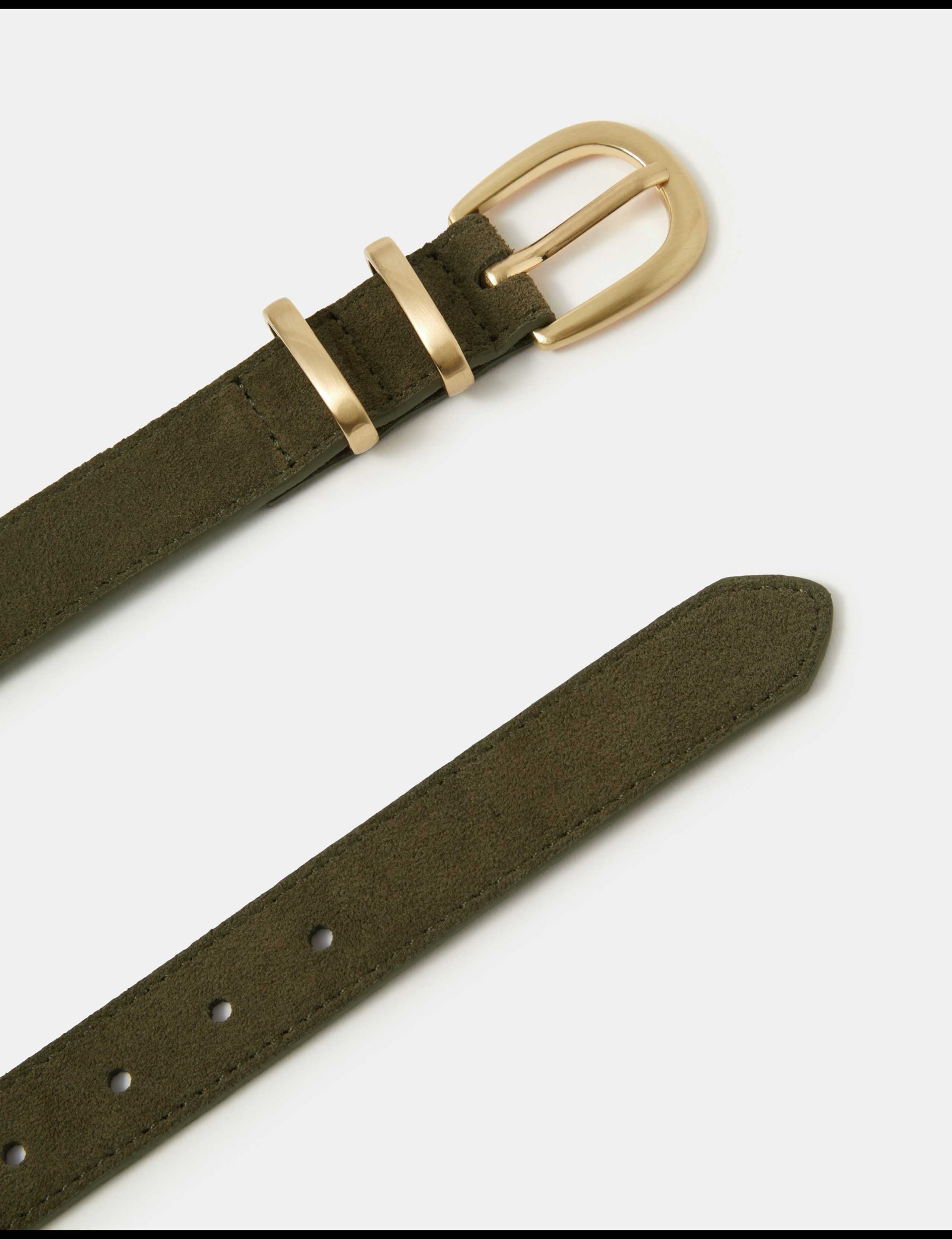 Faux Suede Gold Tone Buckle Belt 2 of 2