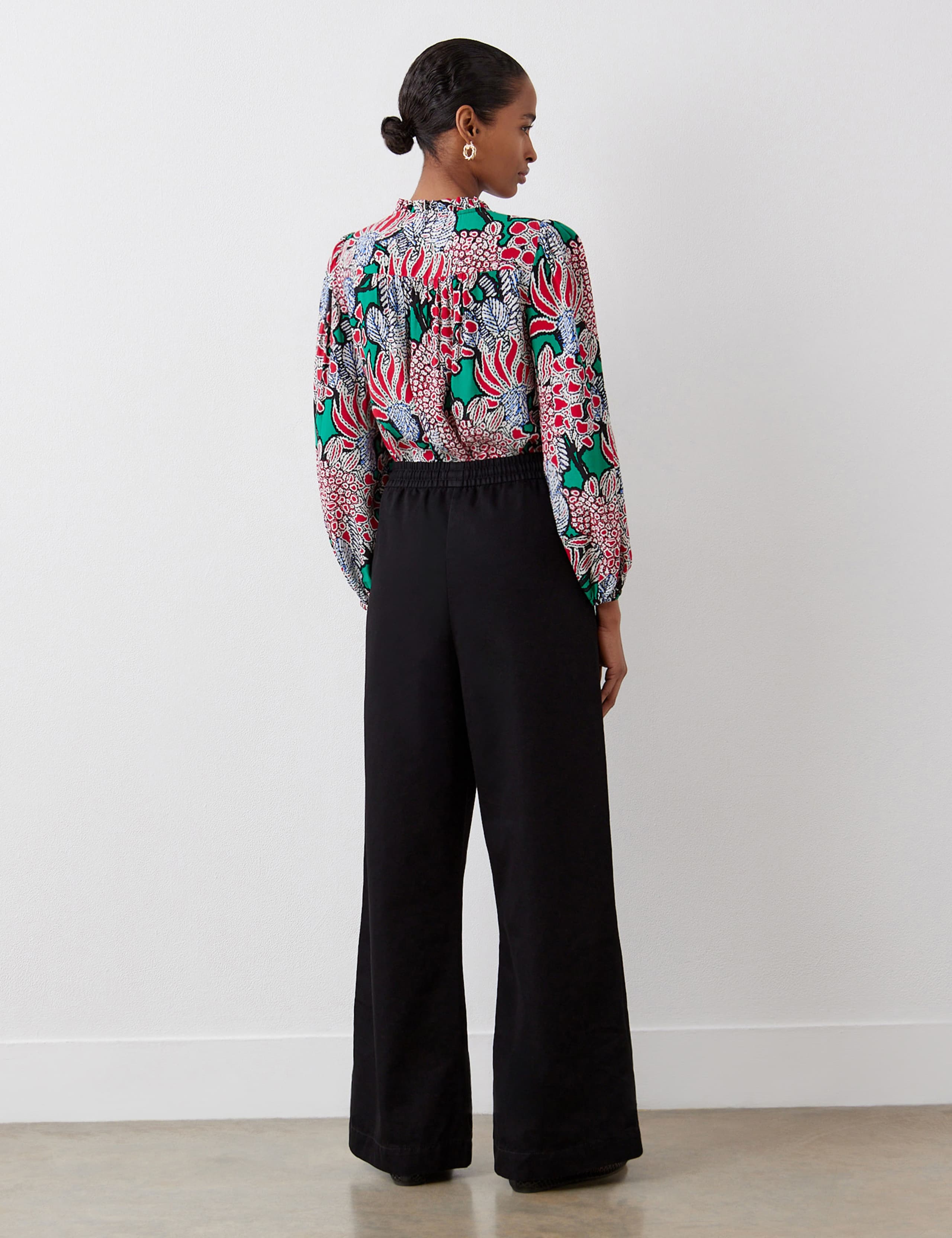 Denim Drawstring Relaxed Wide Leg Trousers 3 of 5