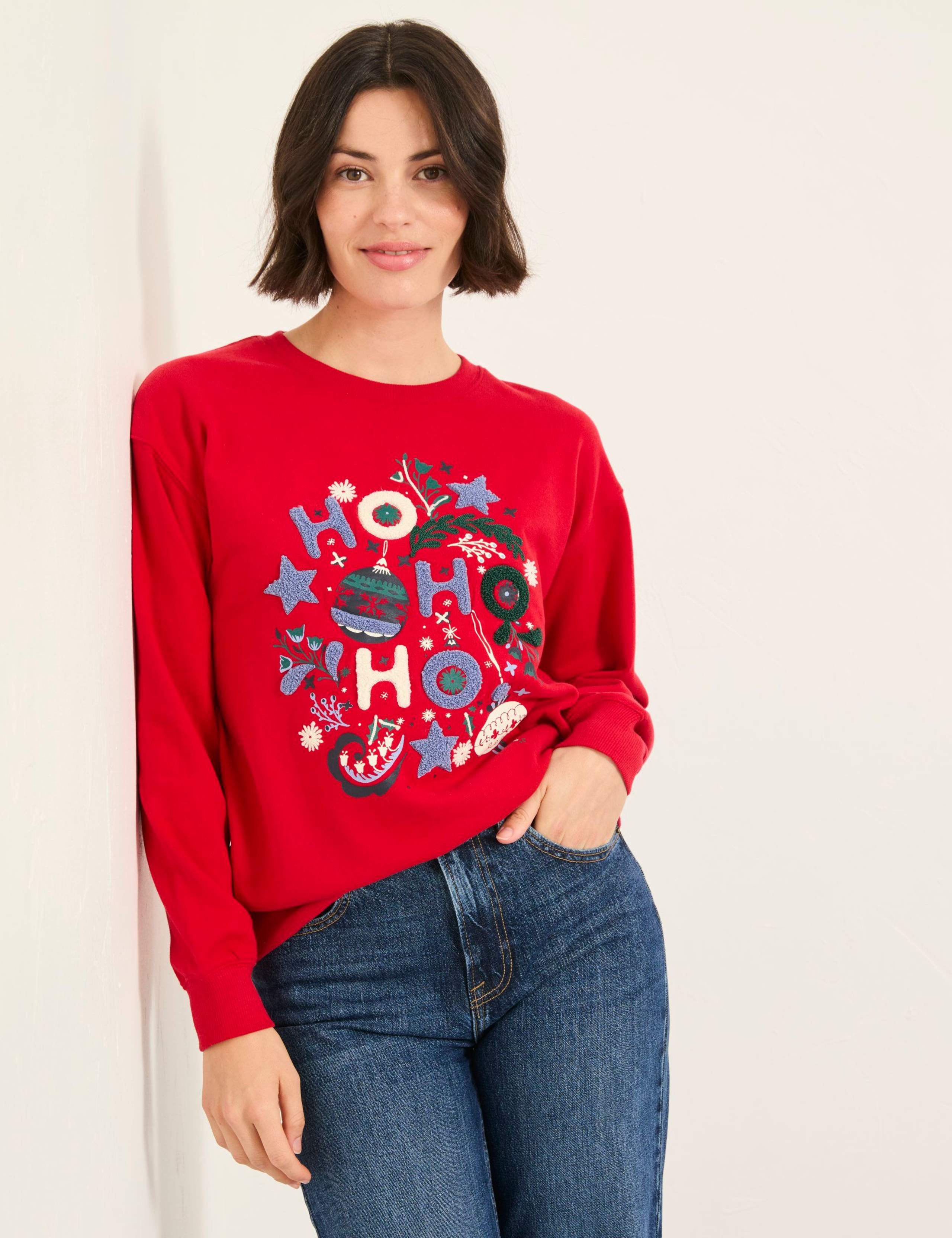 Cotton Rich Embroidered Crew Neck Sweatshirt 1 of 5