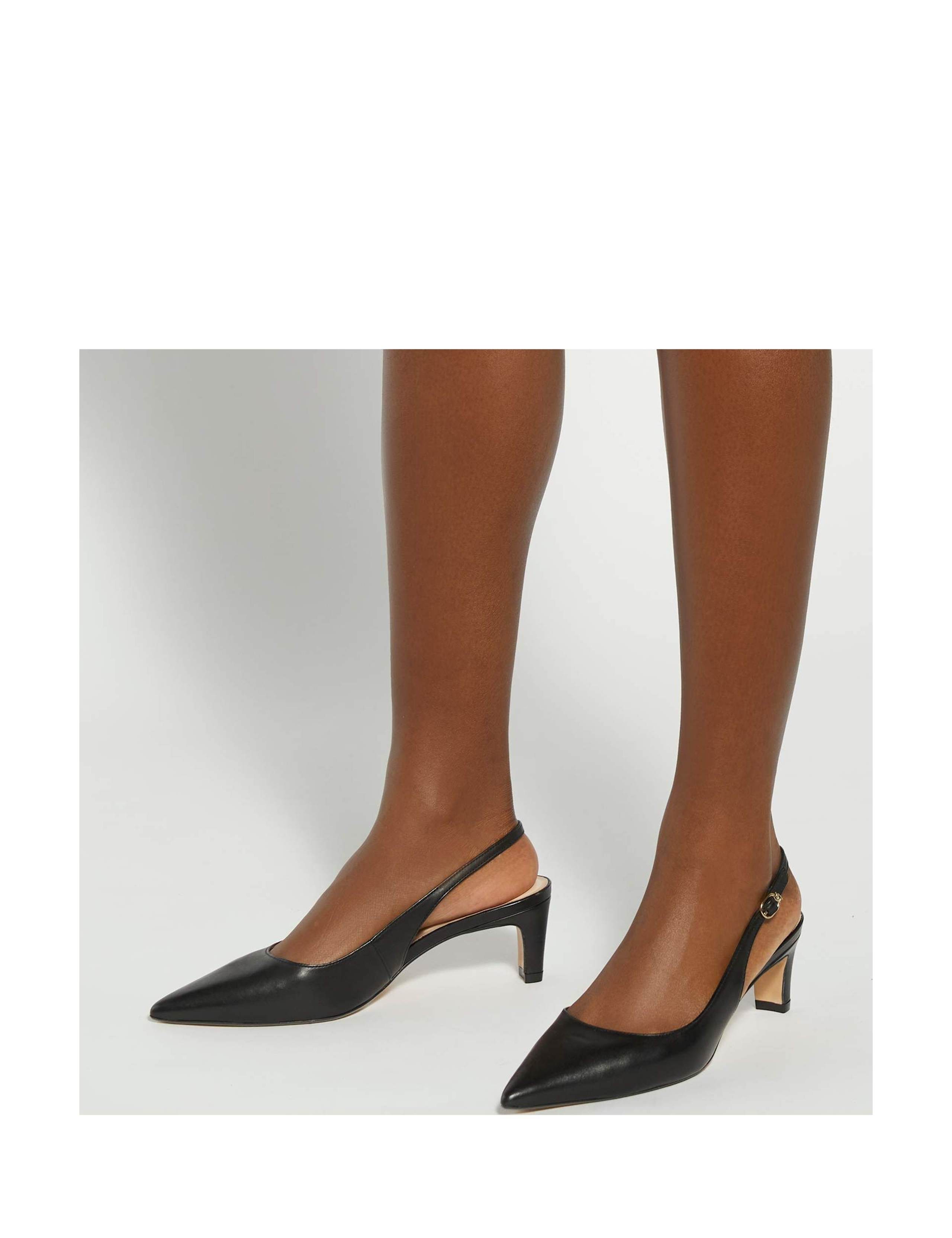 Wide Fit Leather Buckle Slingback Shoes 5 of 6