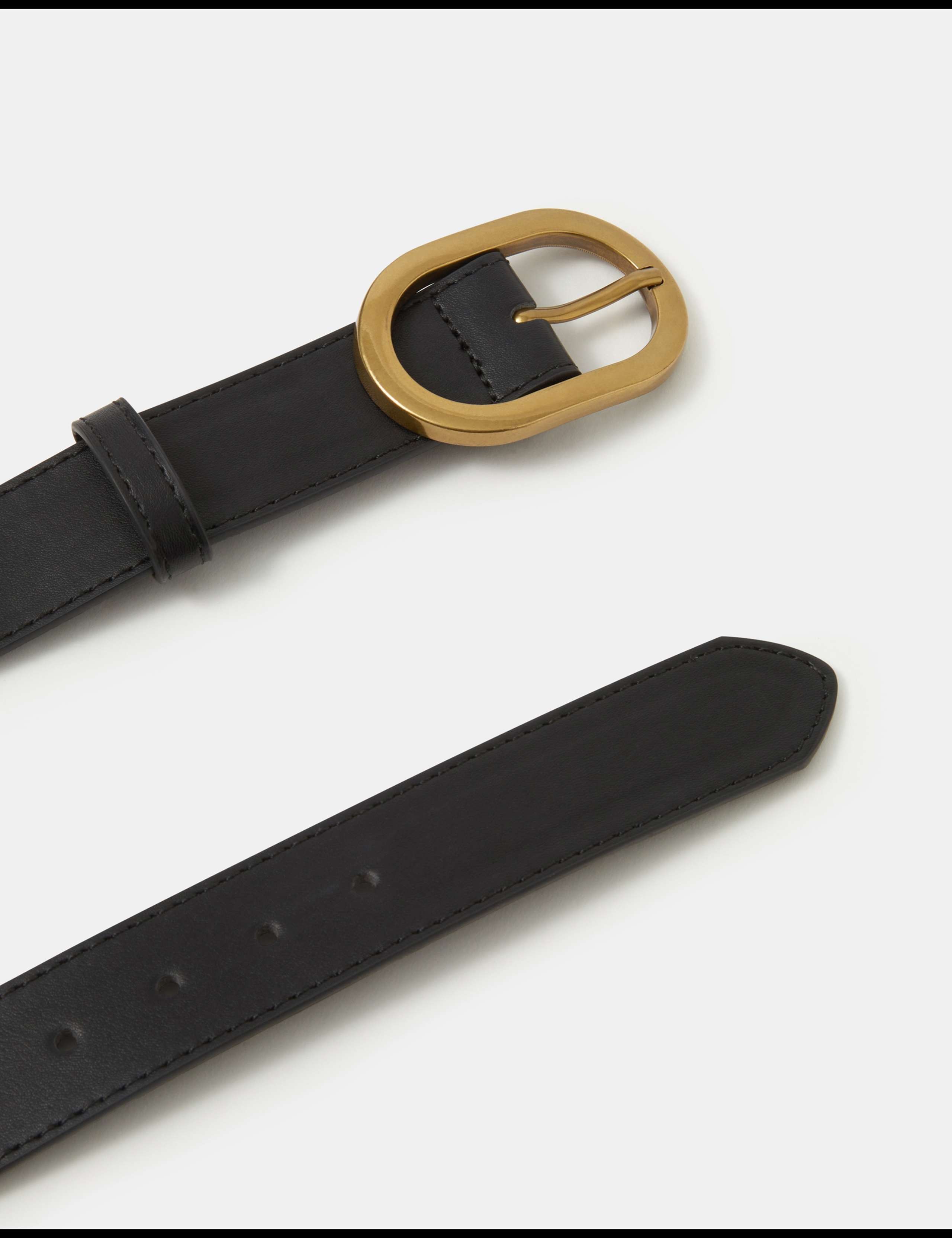 Faux Leather Oval Buckle Belt 2 of 2