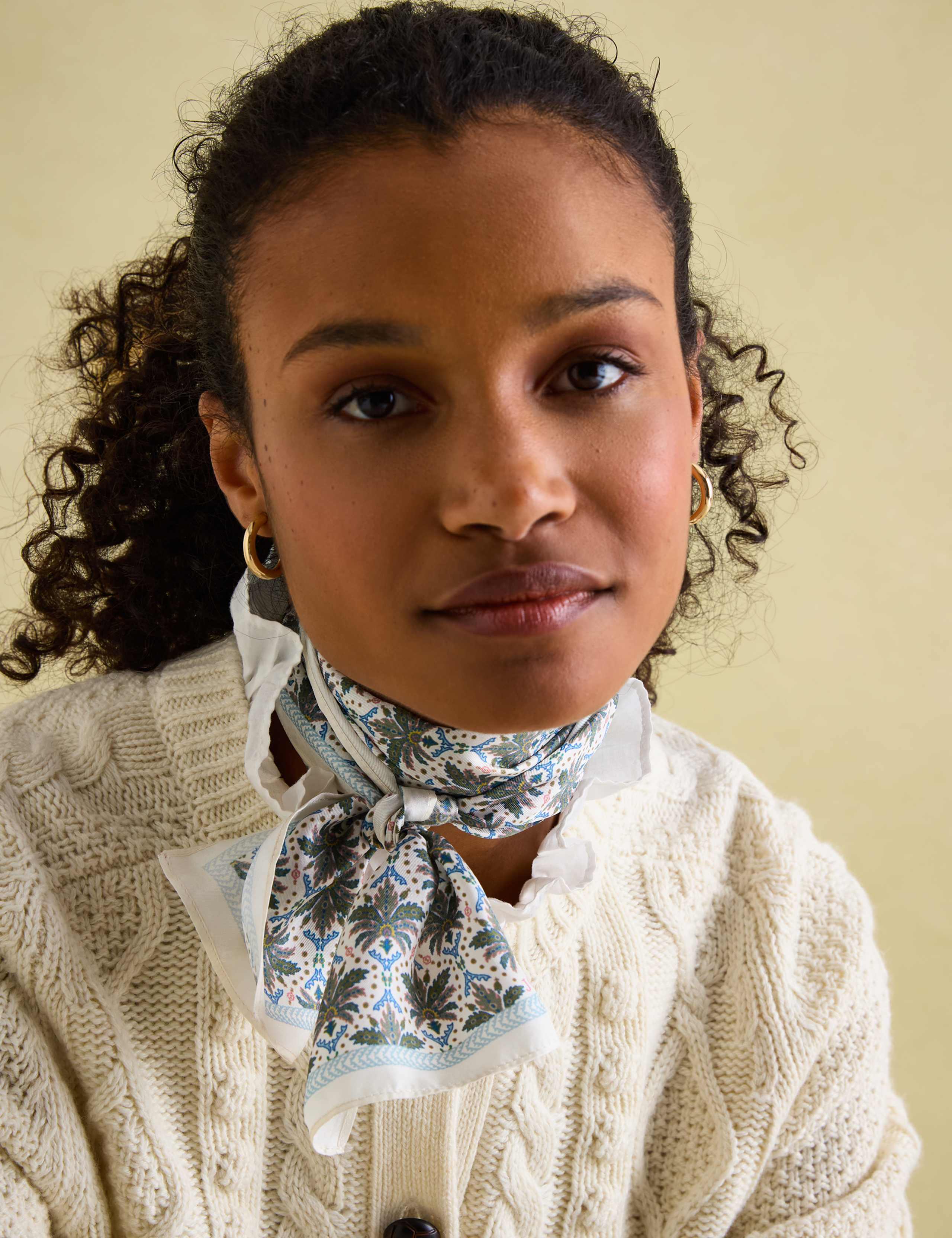 Pure Silk Printed Skinny Scarf 3 of 3