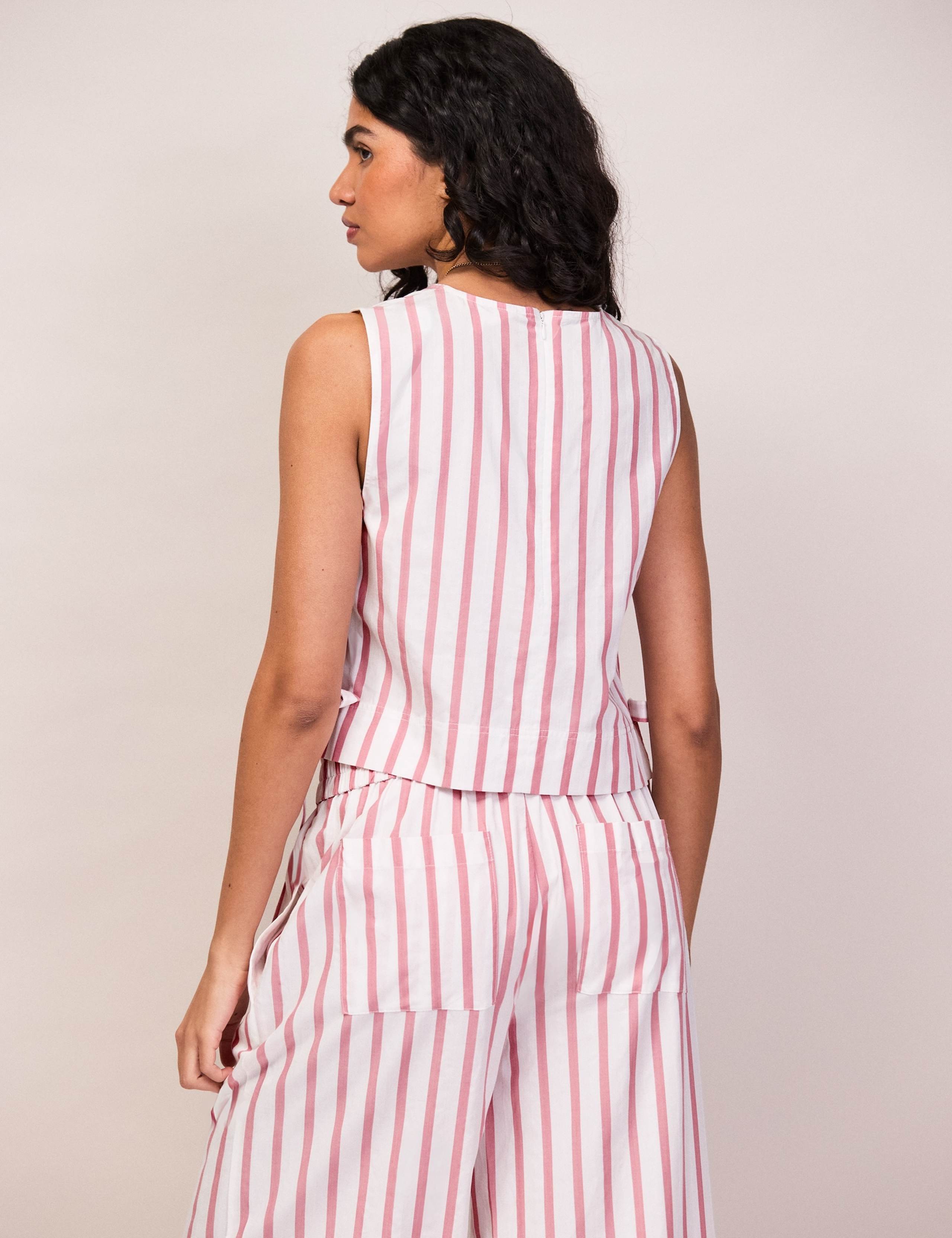 Cotton Blend Striped Tie Detail Shell Top 4 of 5