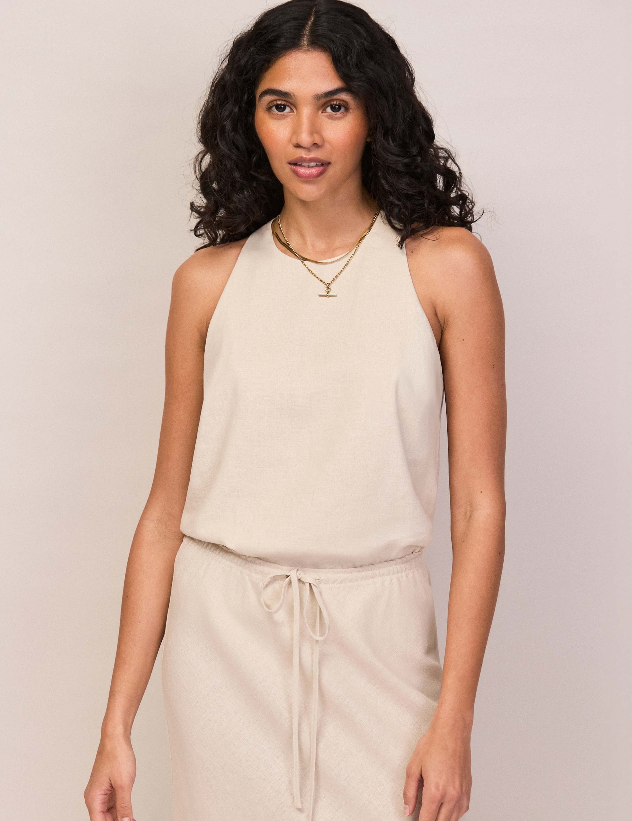 Linen Rich Halter Neck Top 2 of 4
