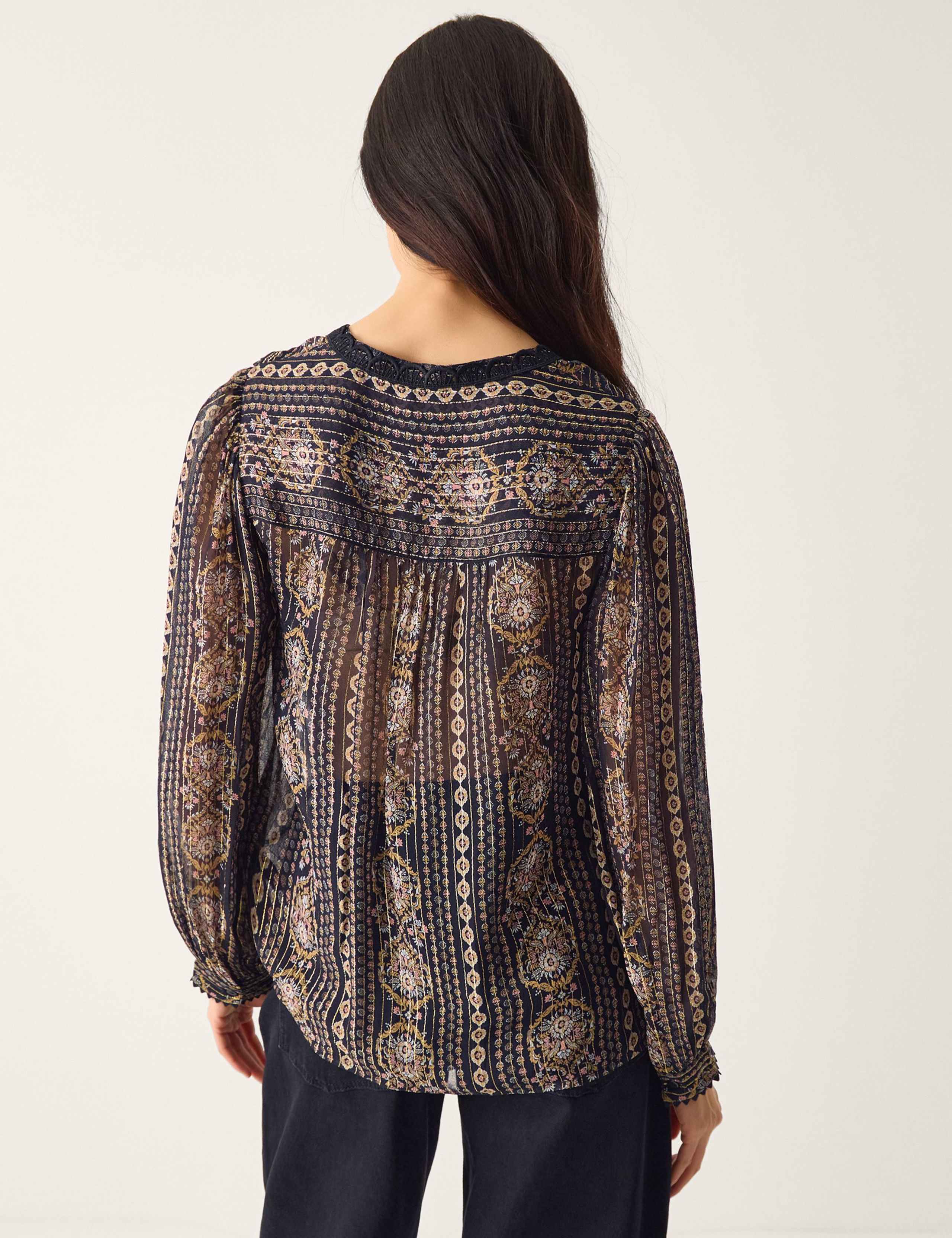 Printed Metallic Blouse 3 of 4