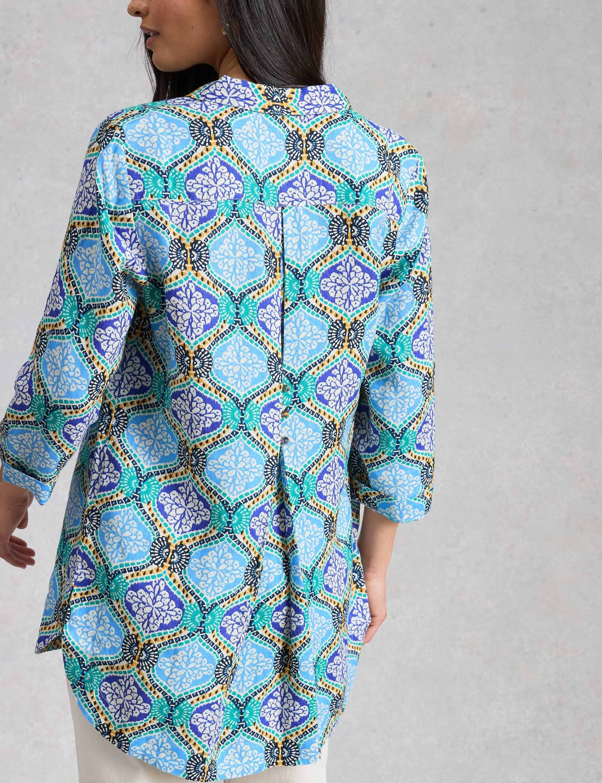 Pure Linen Printed Collared Tunic 3 of 6