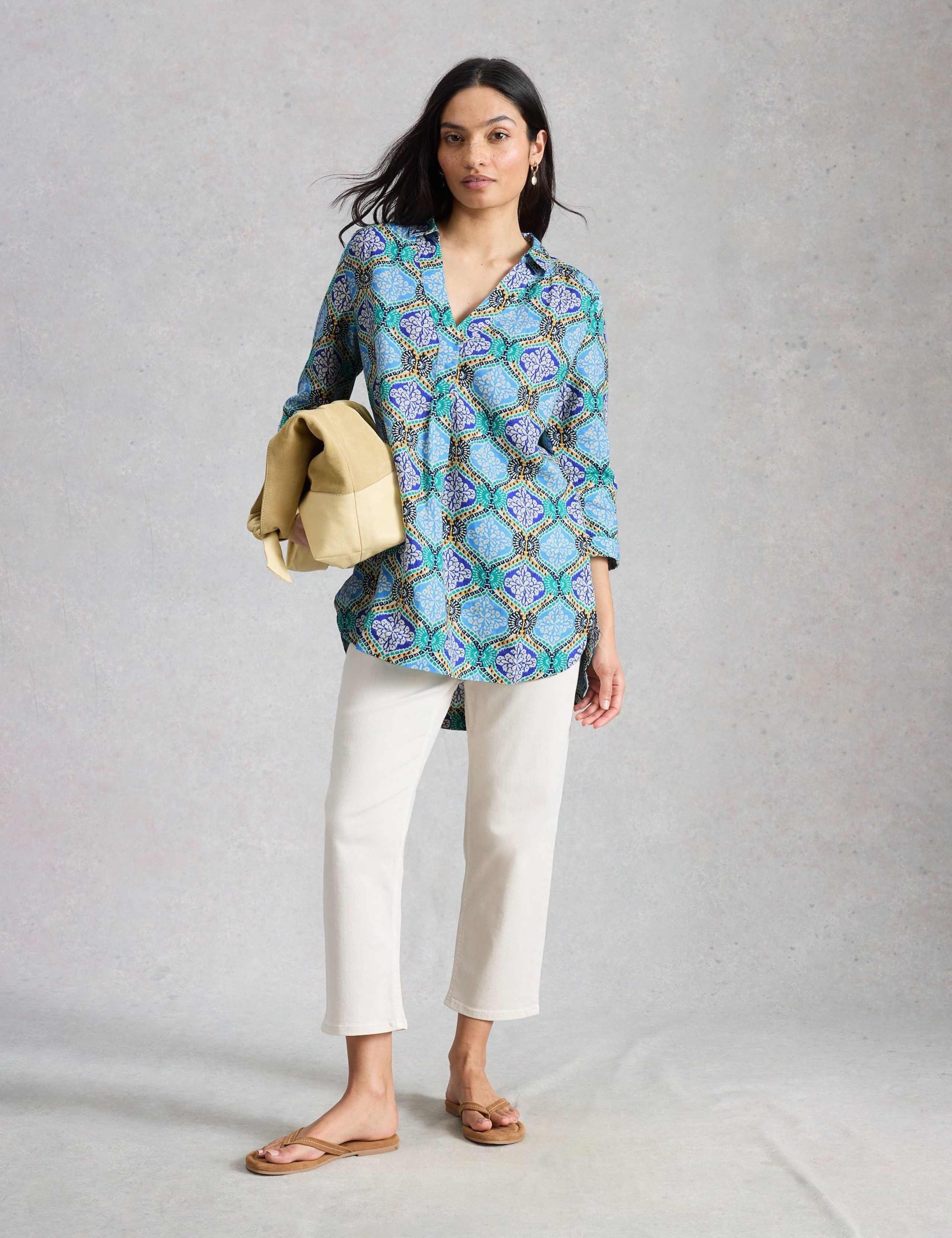 Pure Linen Printed Collared Tunic 4 of 6