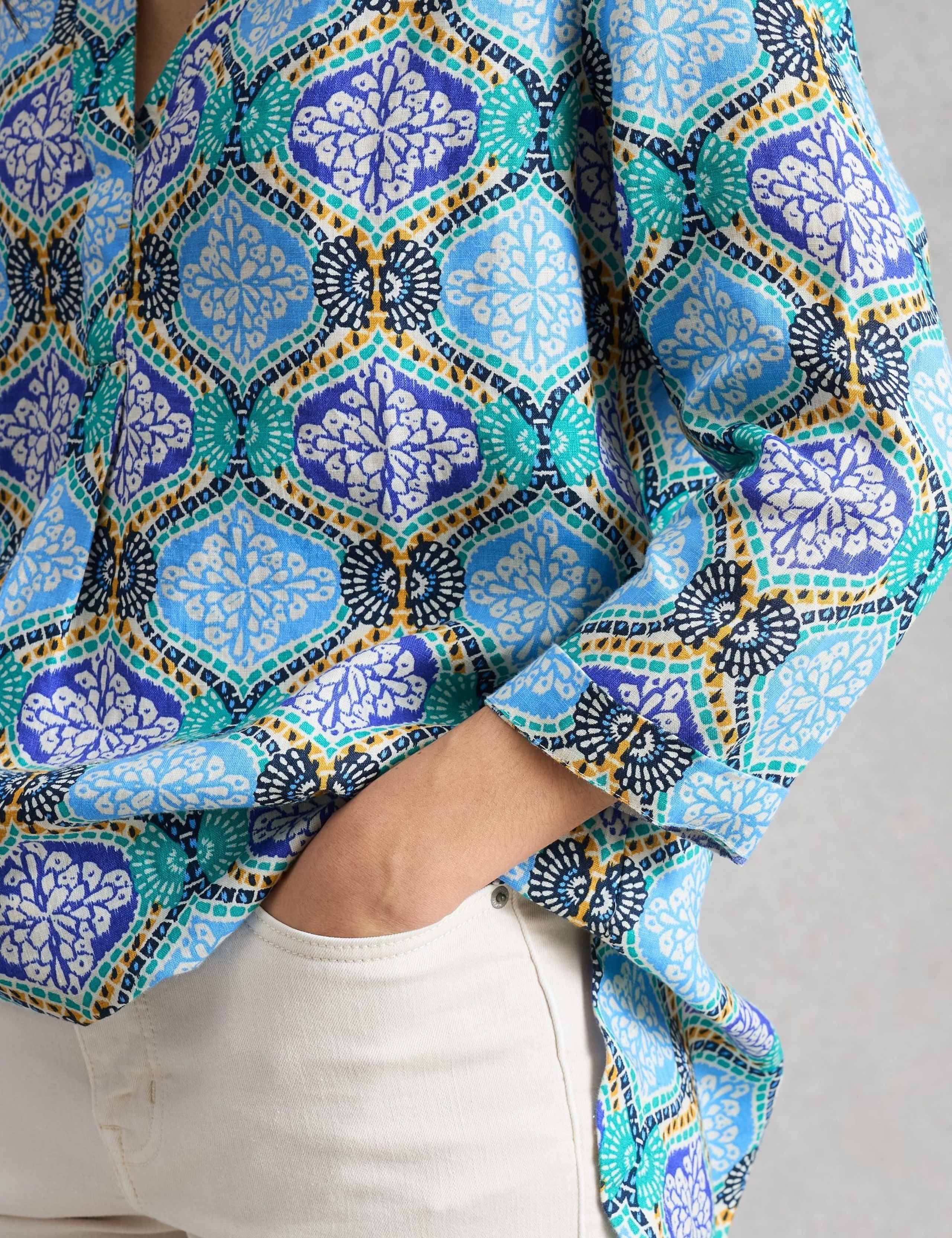 Pure Linen Printed Collared Tunic 5 of 6